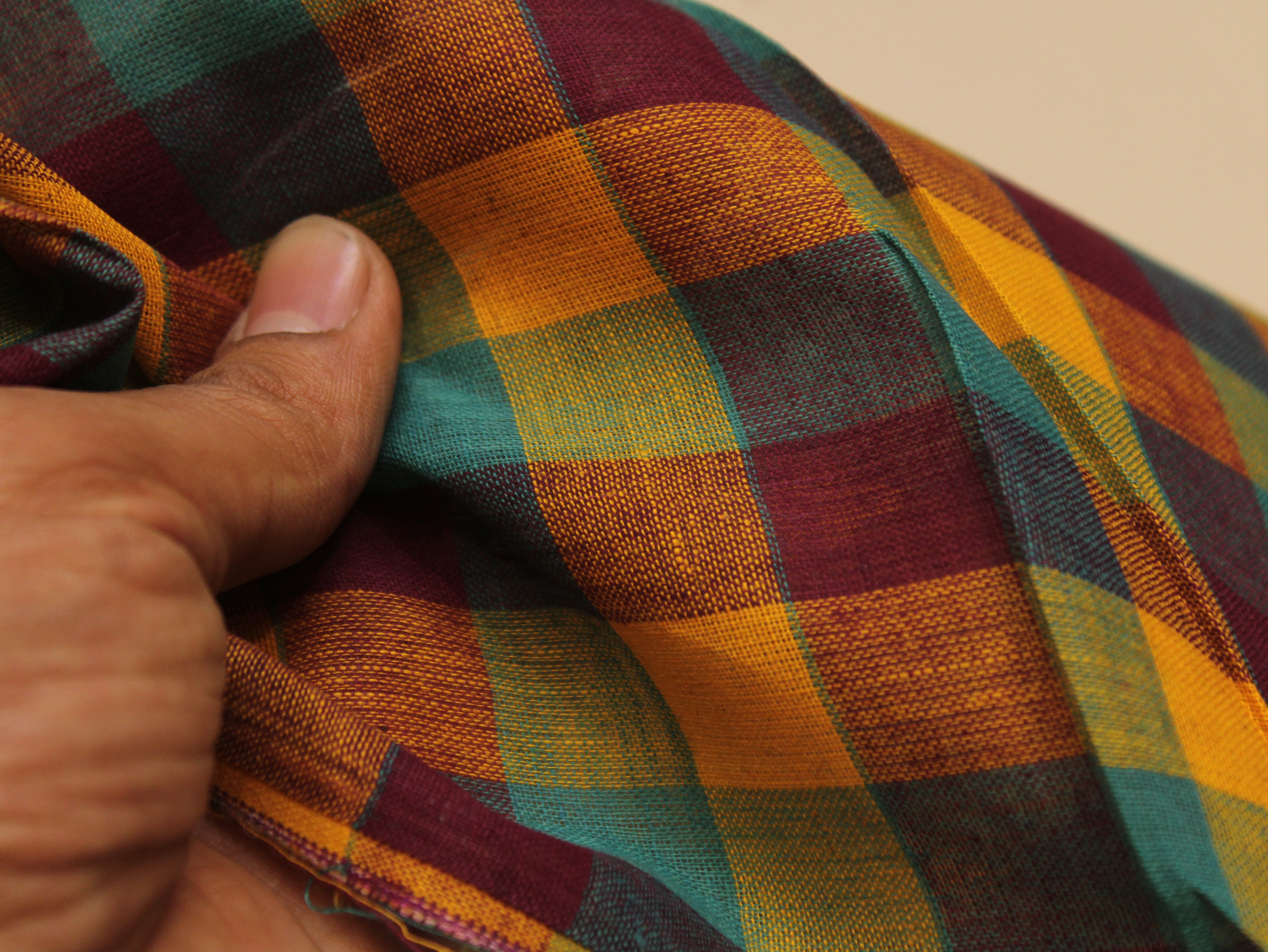 Pure Cotton Handloom Multi Checked Fabric 44 Inch | Mfoks