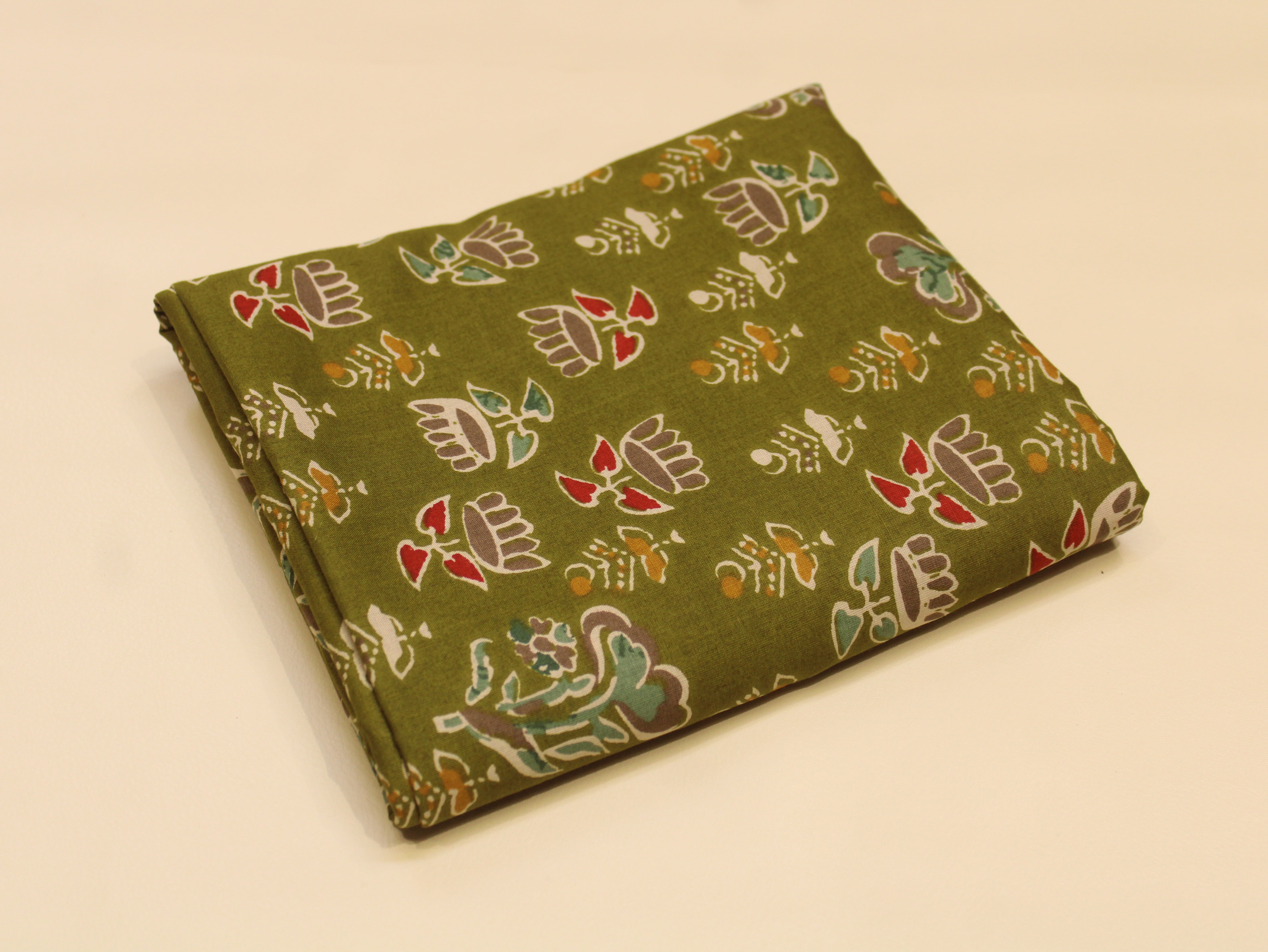 Pure Cotton Premium Printed Fabric 44" Width - Digital Print - Motifs | Olive Green