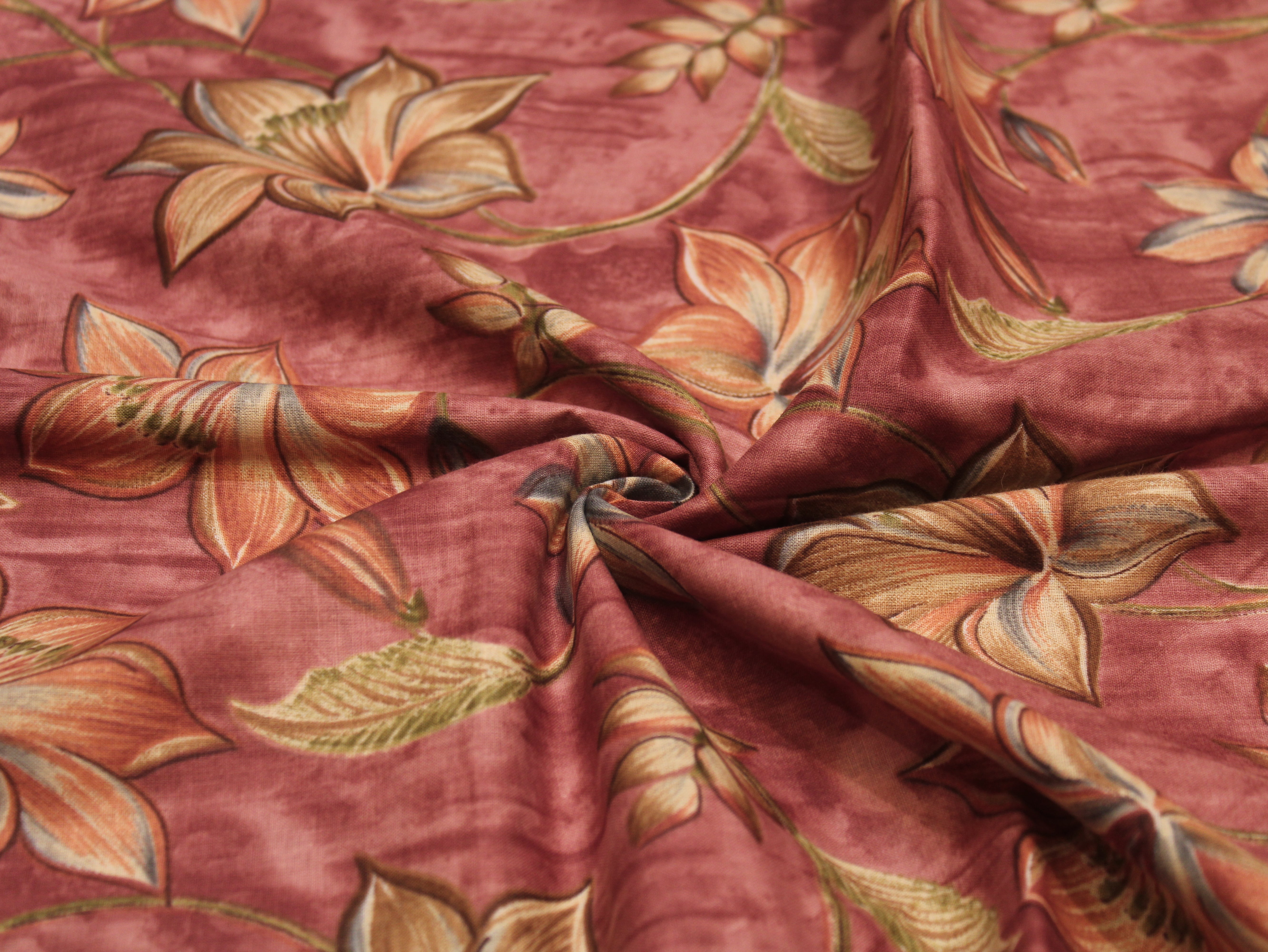 Pure Cotton Premium Printed Fabric 44" Width - Digital Print - Floral | Onion