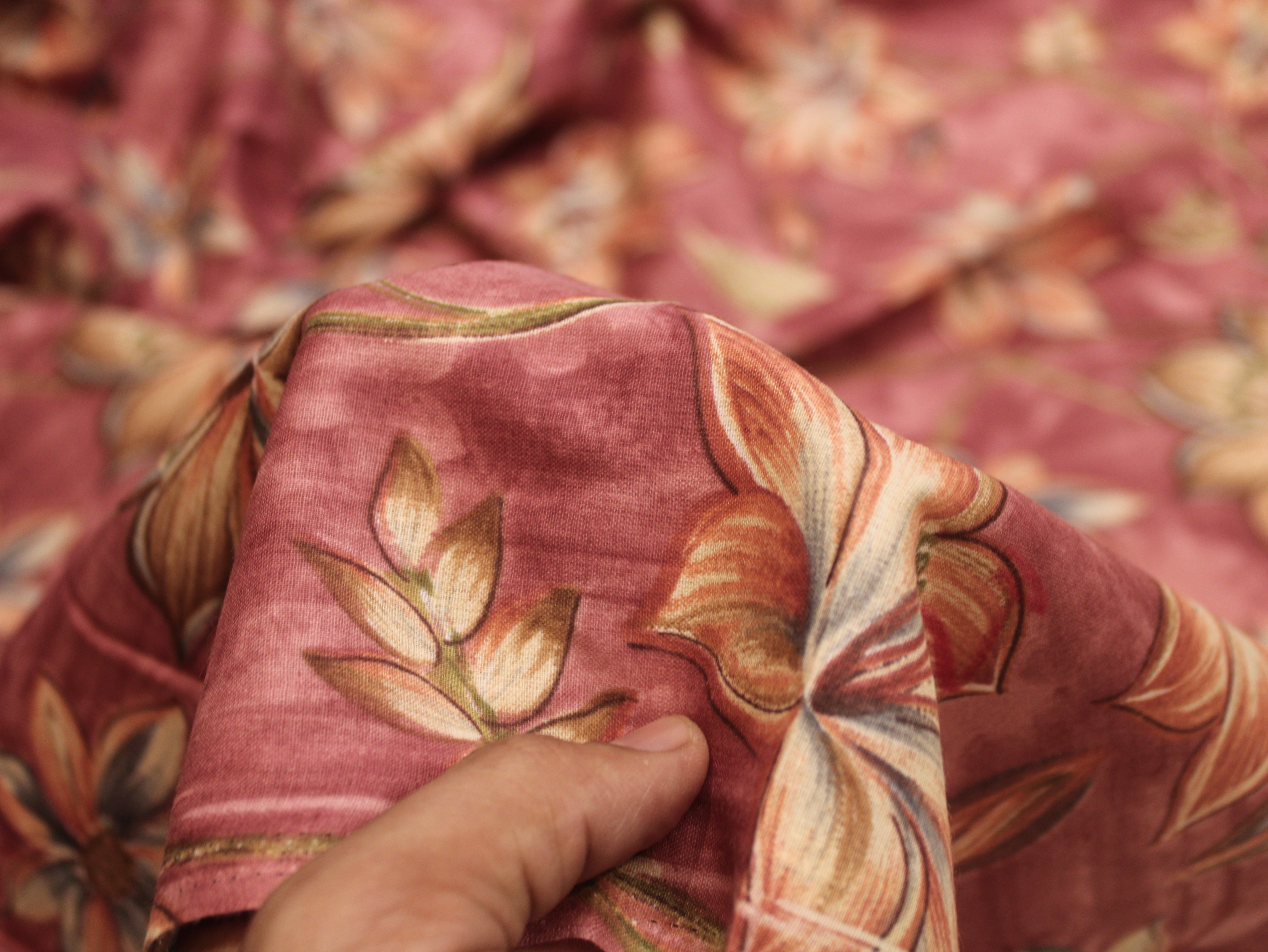 Pure Cotton Premium Printed Fabric 44" Width - Digital Print - Floral | Onion