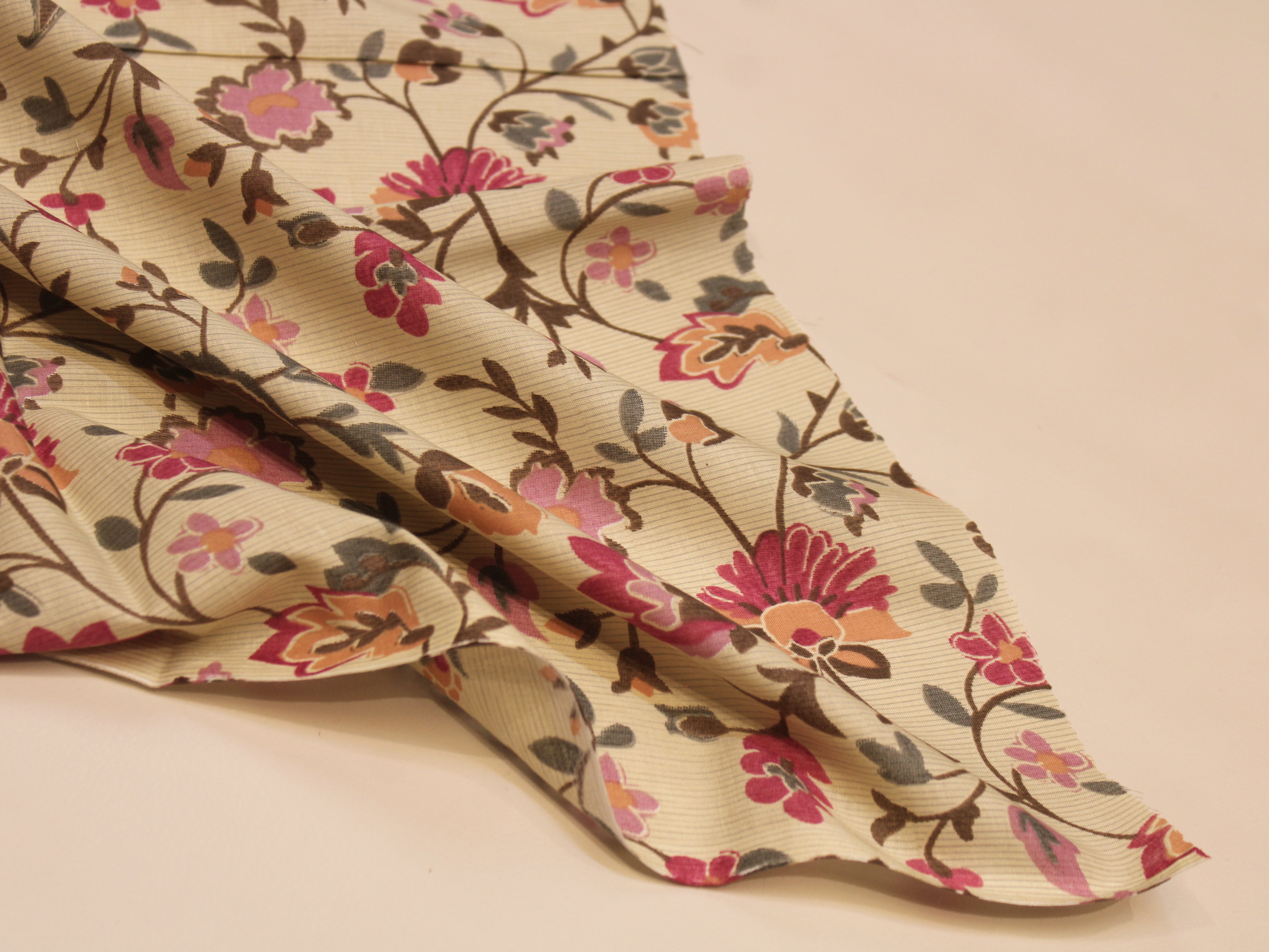 Pure Cotton Premium Printed Fabric 44" Width - Digital Print - Floral | Pink