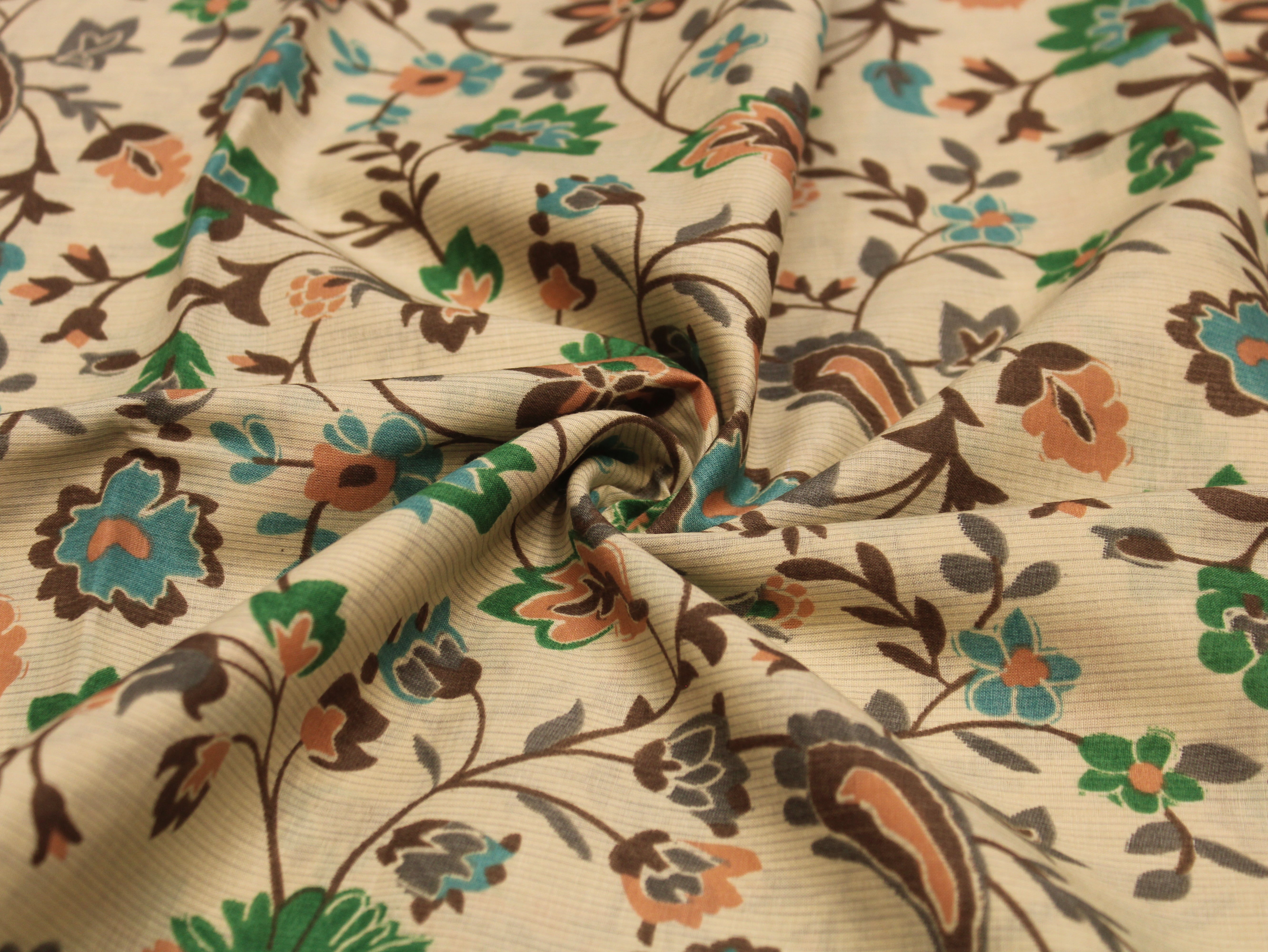 Pure Cotton Premium Printed Fabric 44" Width - Digital Print - Floral | Green