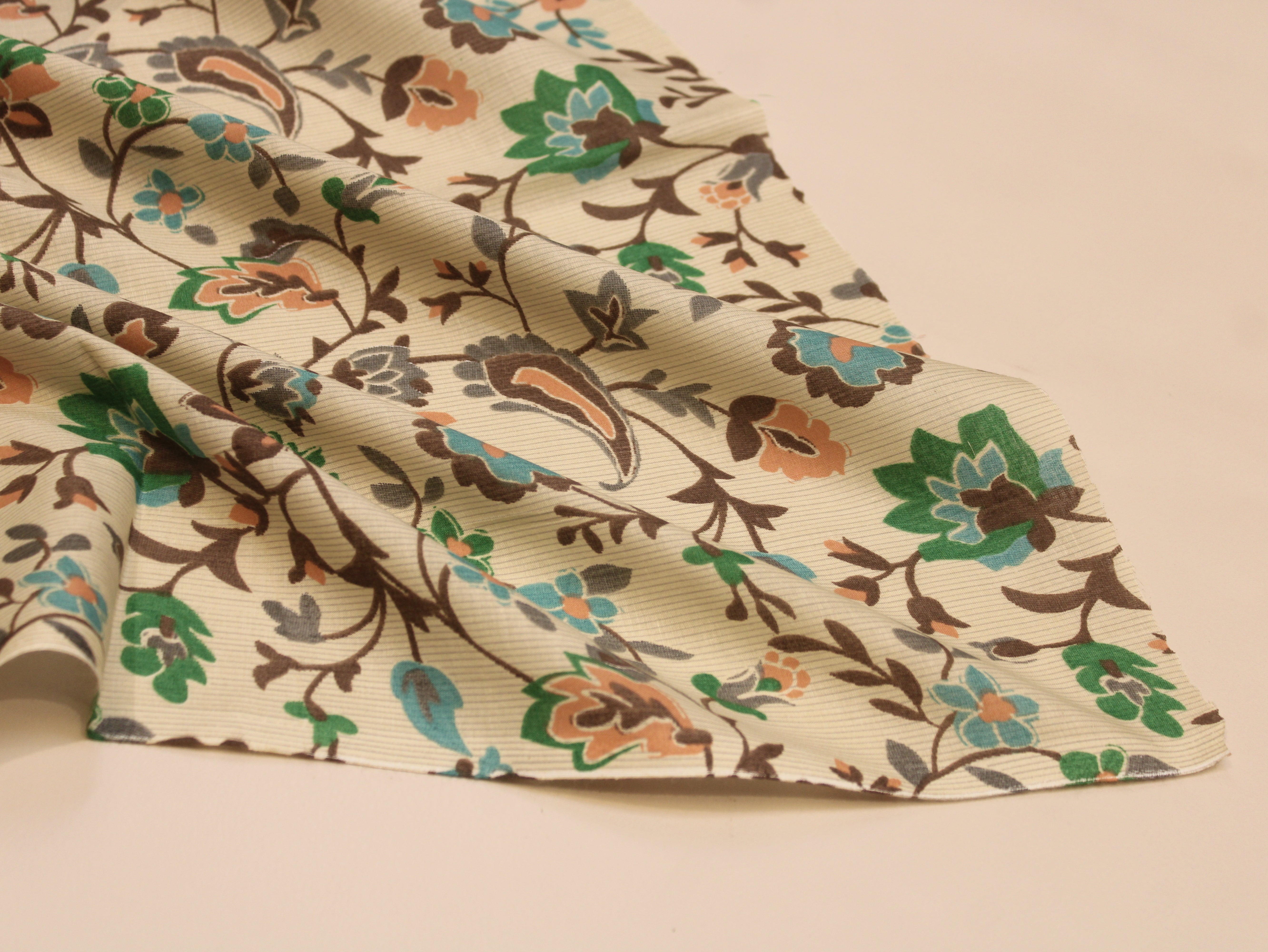 Pure Cotton Premium Printed Fabric 44" Width - Digital Print - Floral | Green
