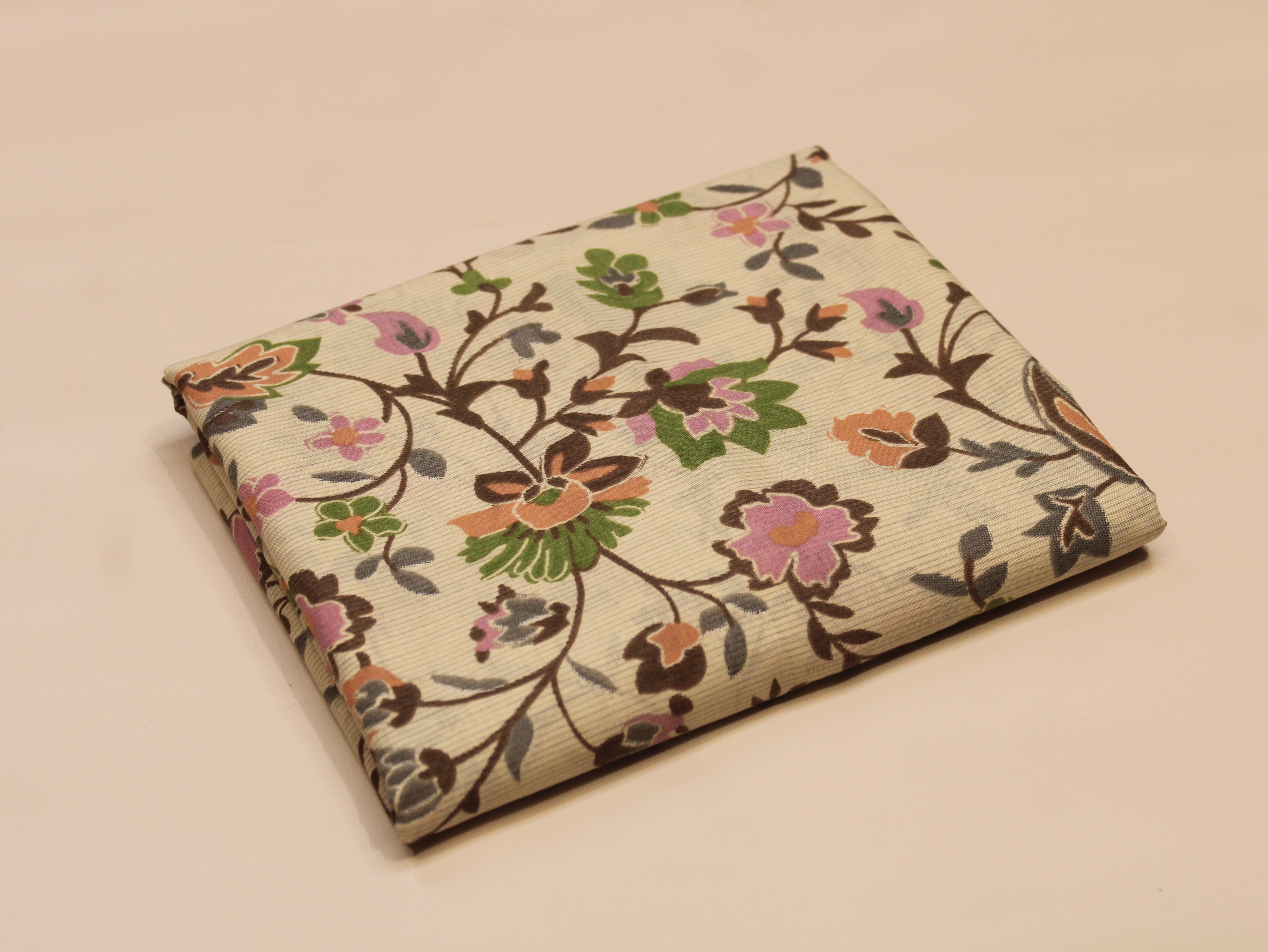 Pure Cotton Premium Printed Fabric 44" Width - Digital Print - Floral | Light Pink