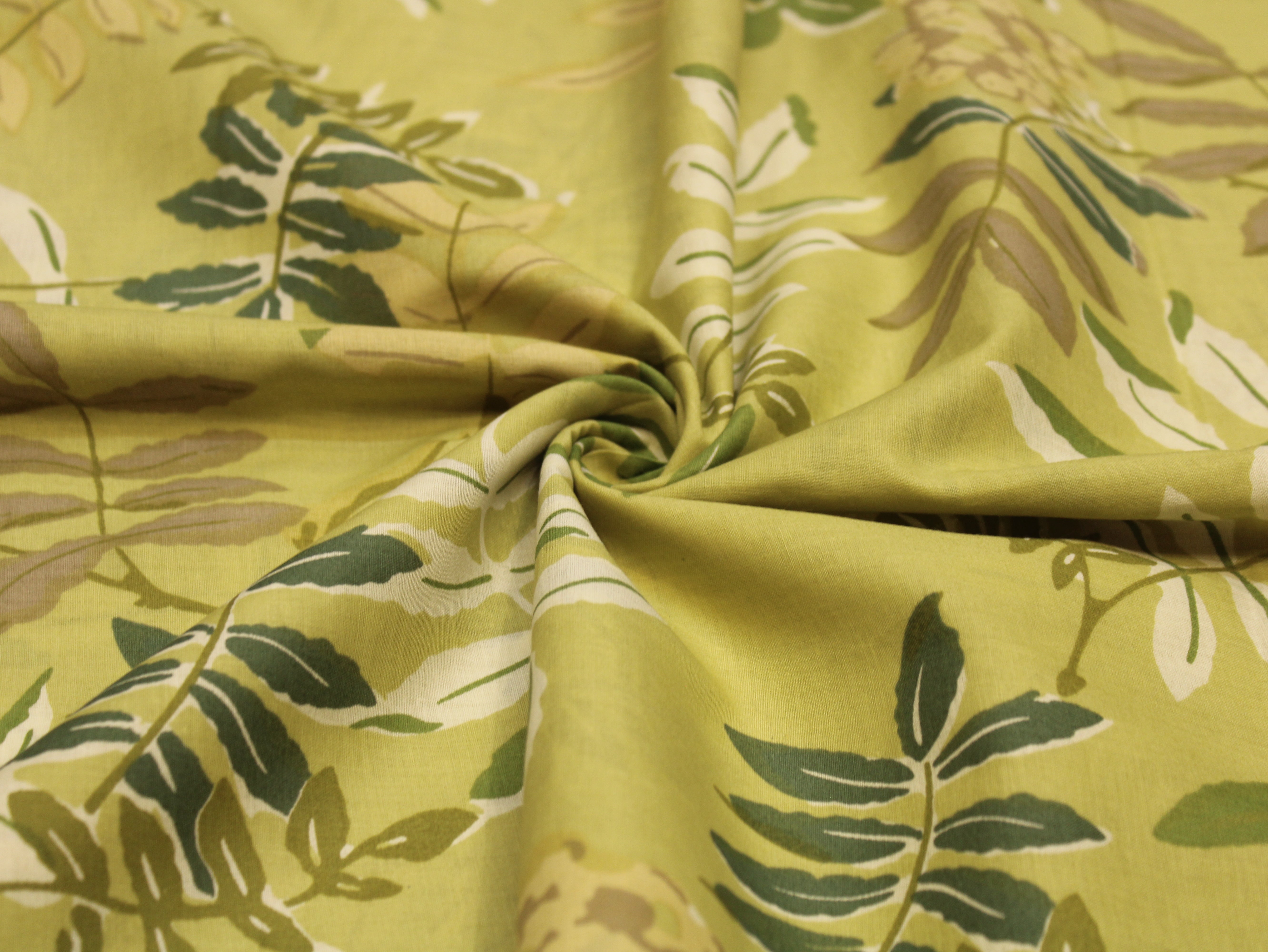 Pure Cotton Premium Printed Fabric 44" Width - Digital Print - Floral | Lime Green