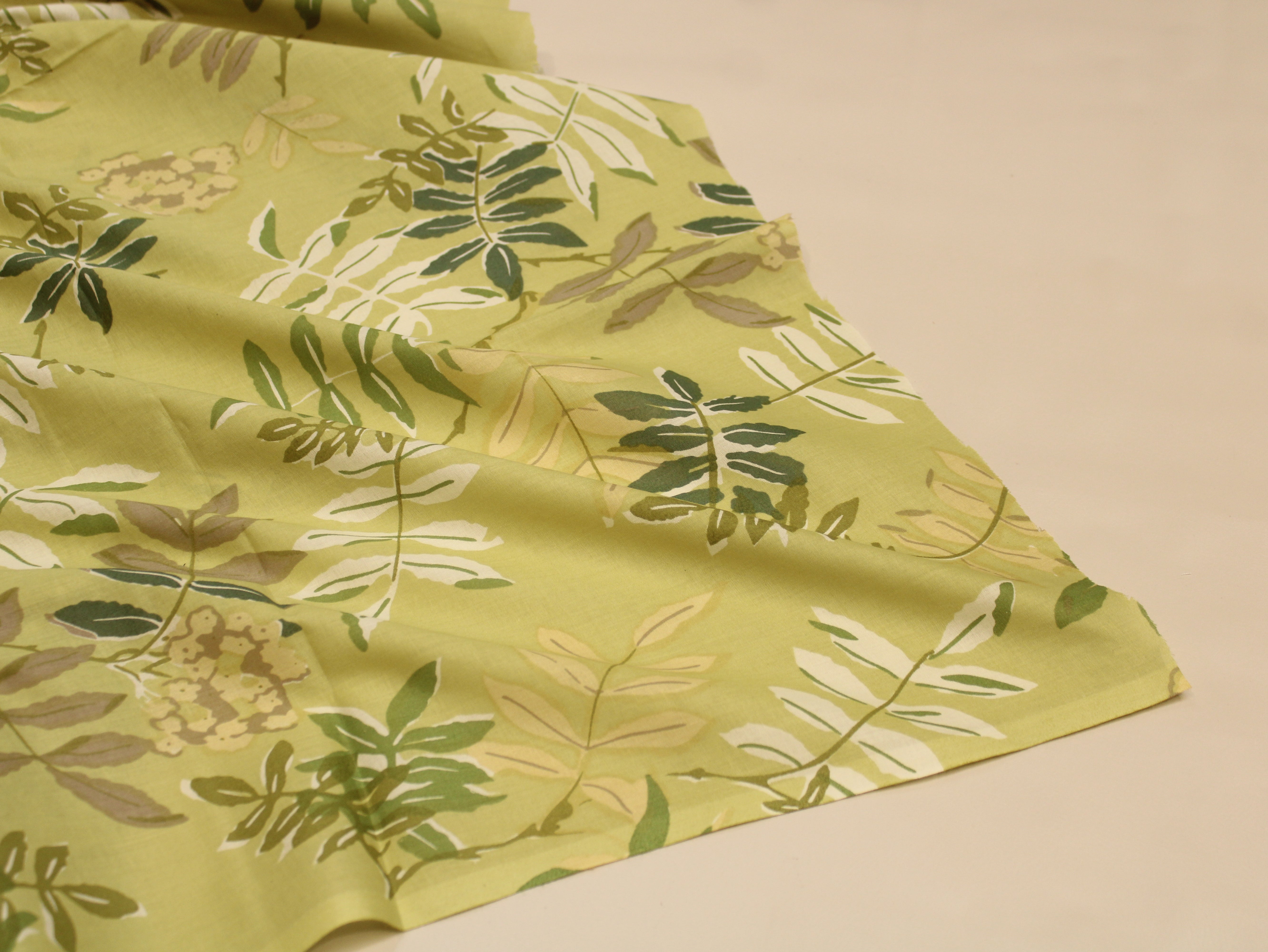 Pure Cotton Premium Printed Fabric 44" Width - Digital Print - Floral | Lime Green