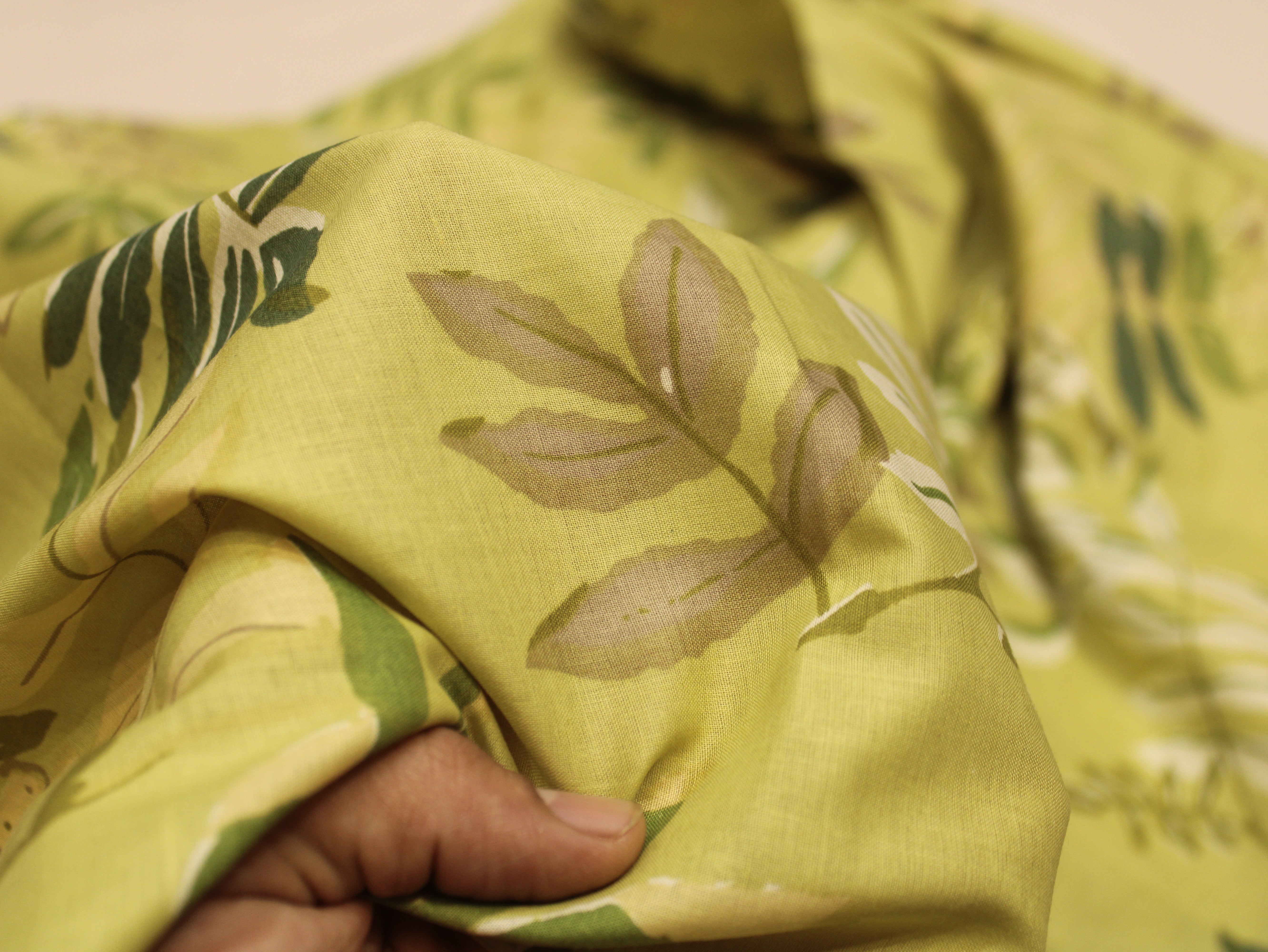 Pure Cotton Premium Printed Fabric 44" Width - Digital Print - Floral | Lime Green
