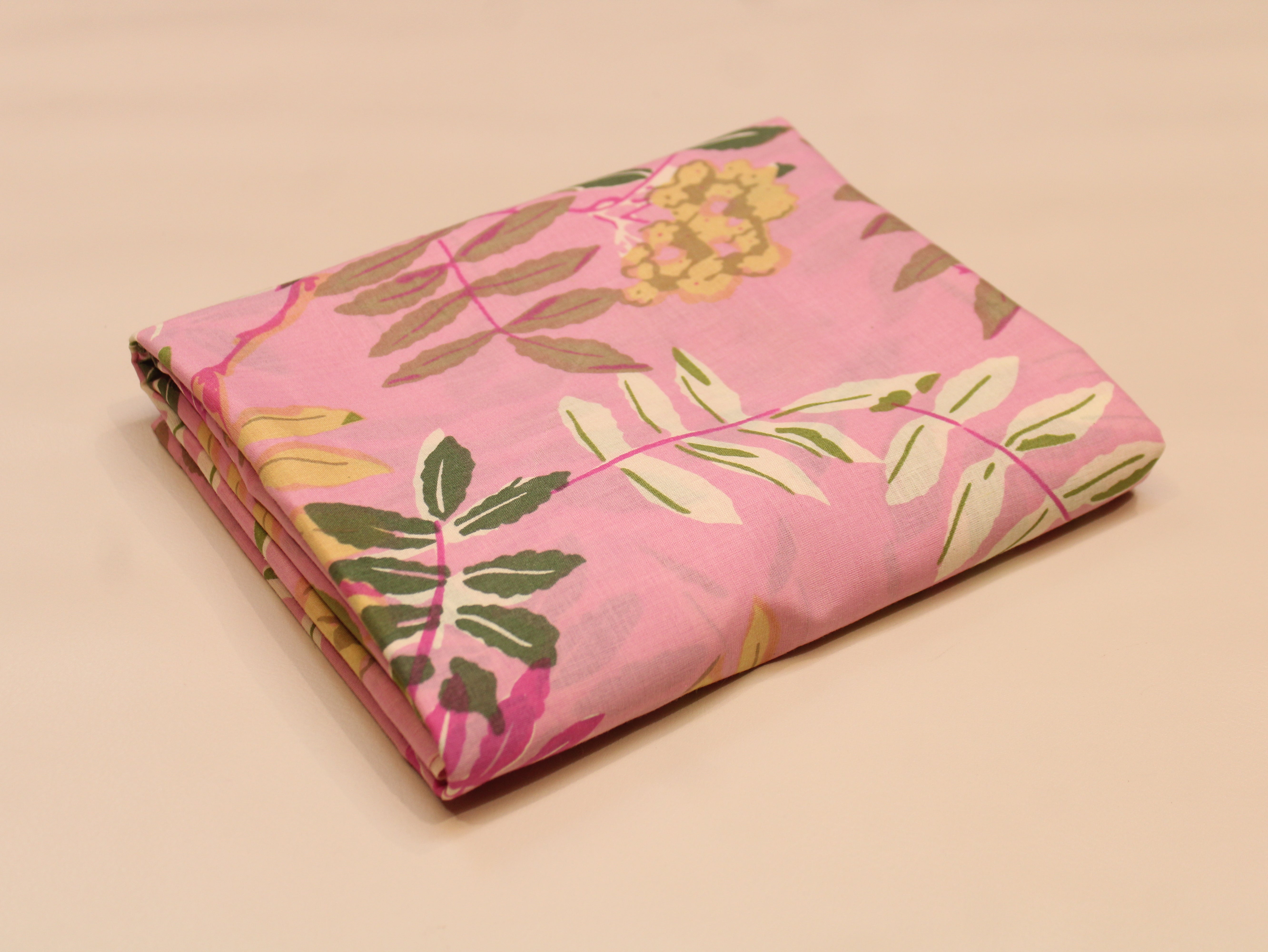 Pure Cotton Premium Printed Fabric 44" Width - Digital Print - Floral | Light Pink