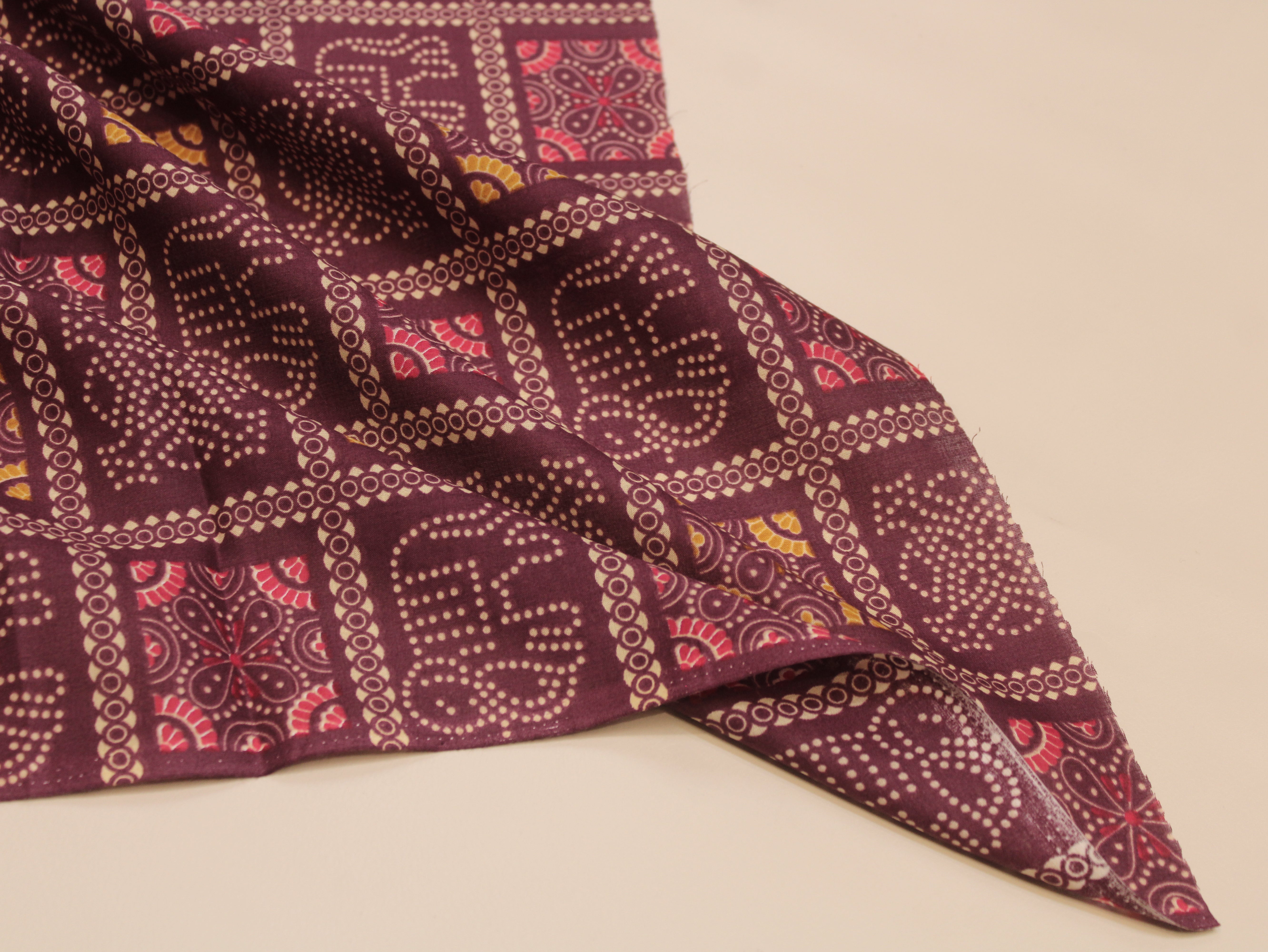 Pure Cotton Premium Printed Fabric 44" Width - Digital Print - Bandhini | Wine