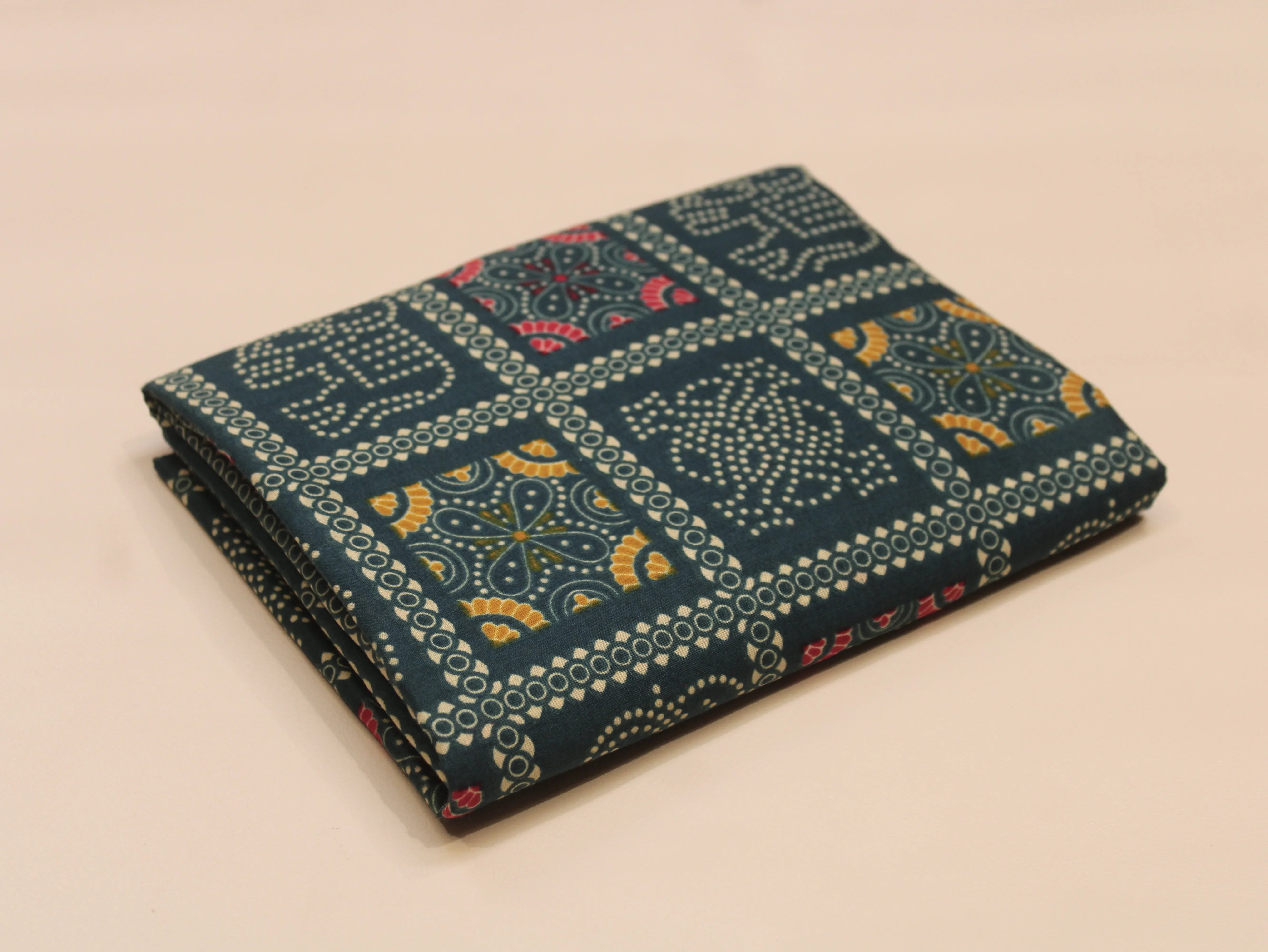 Pure Cotton Premium Printed Fabric 44" Width - Digital Print - Bandhini | Teal Blue