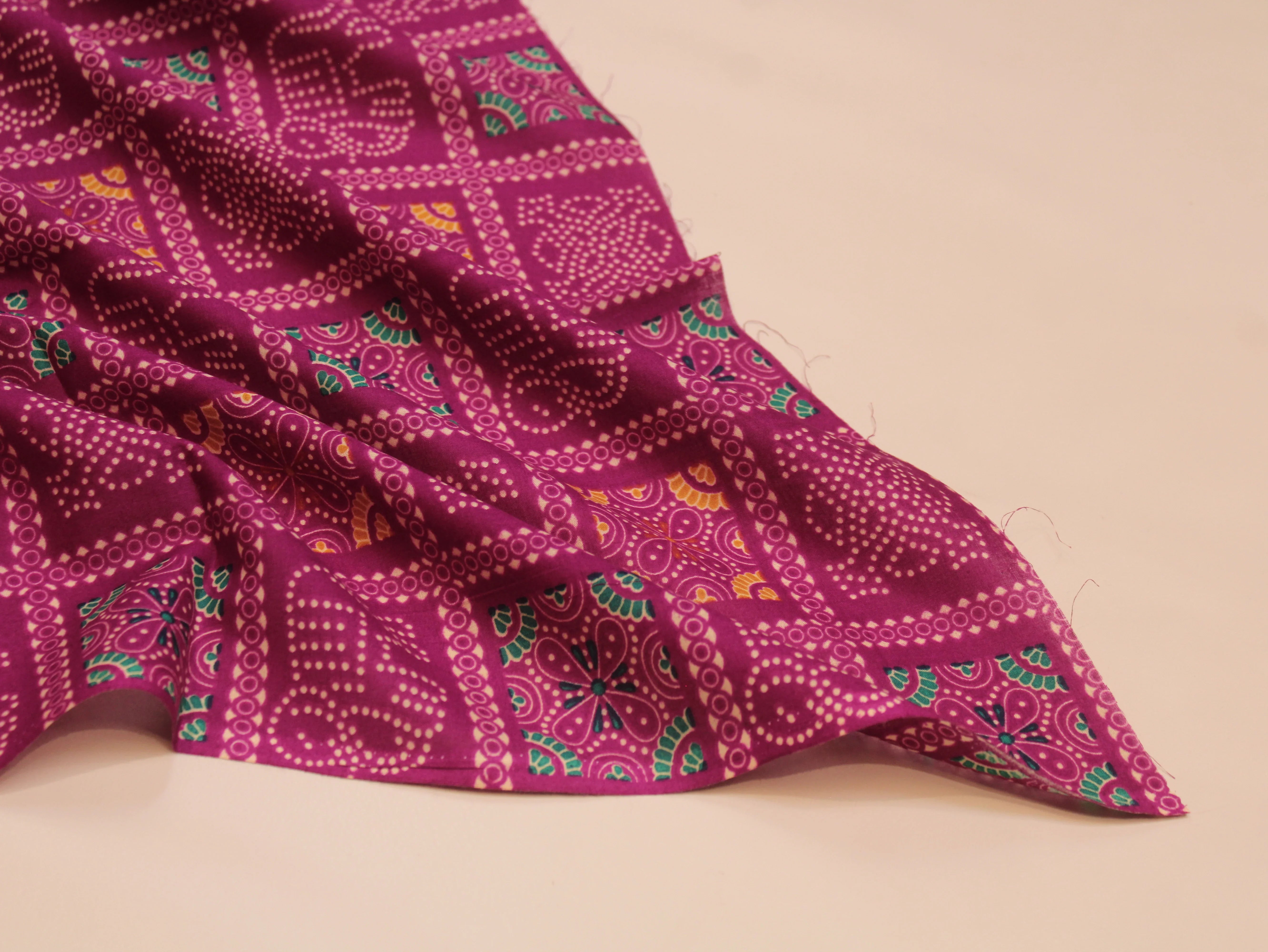 Pure Cotton Premium Printed Fabric 44" Width - Digital Print - Bandhini | Magenta Pink