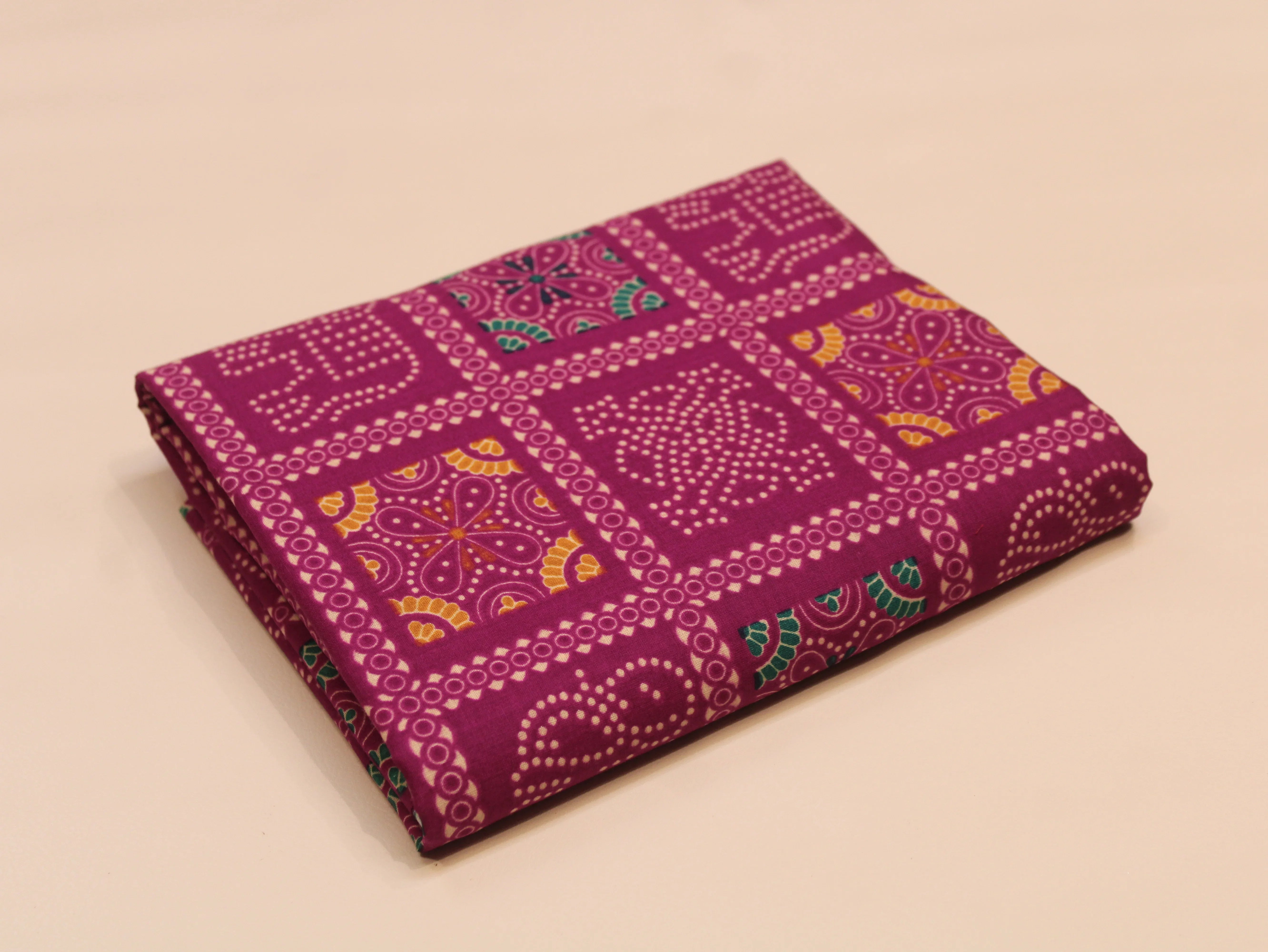 Pure Cotton Premium Printed Fabric 44" Width - Digital Print - Bandhini | Magenta Pink