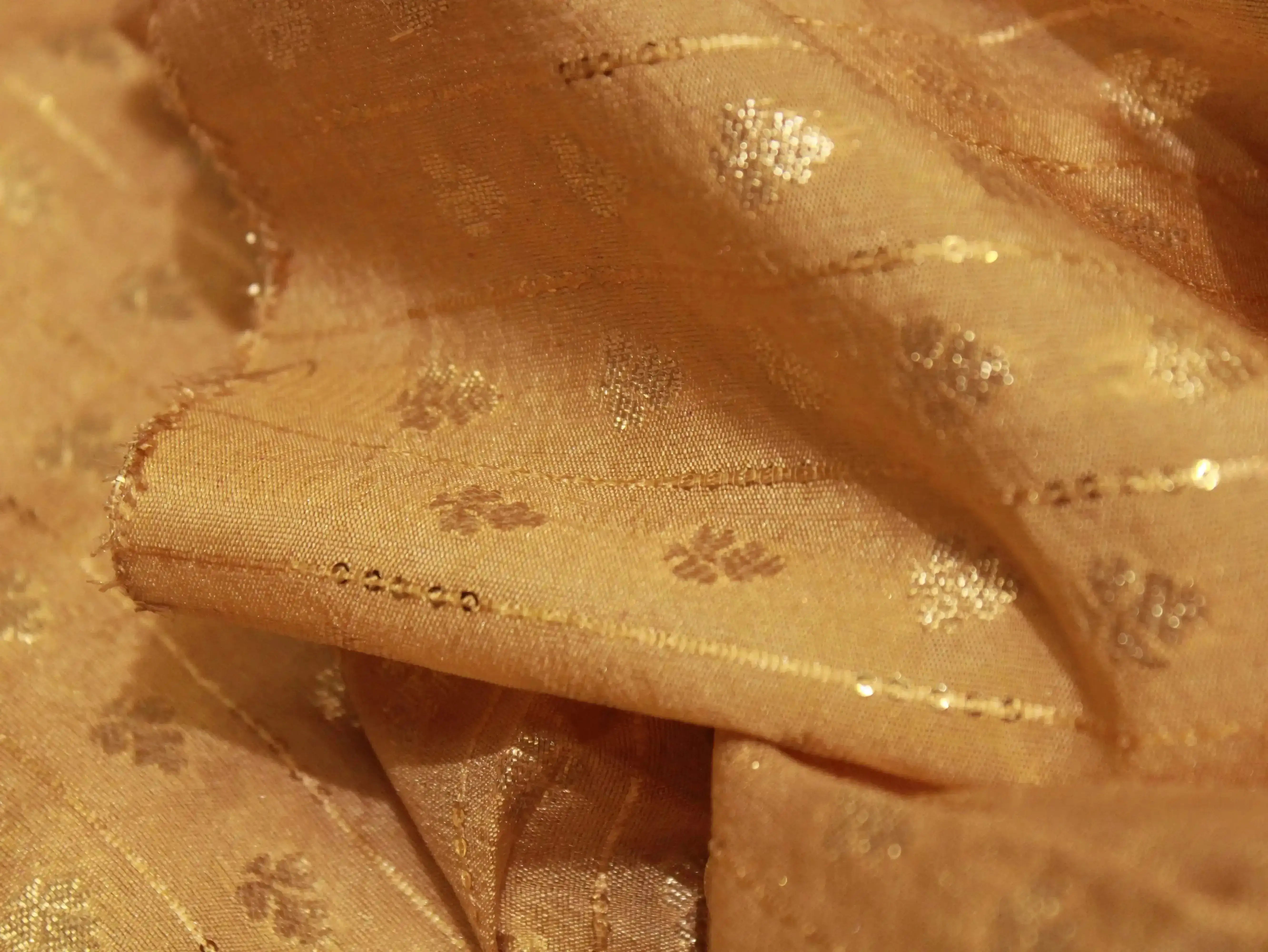 Banarasi Sequin Brocade Fabric - Golden - M'Foks