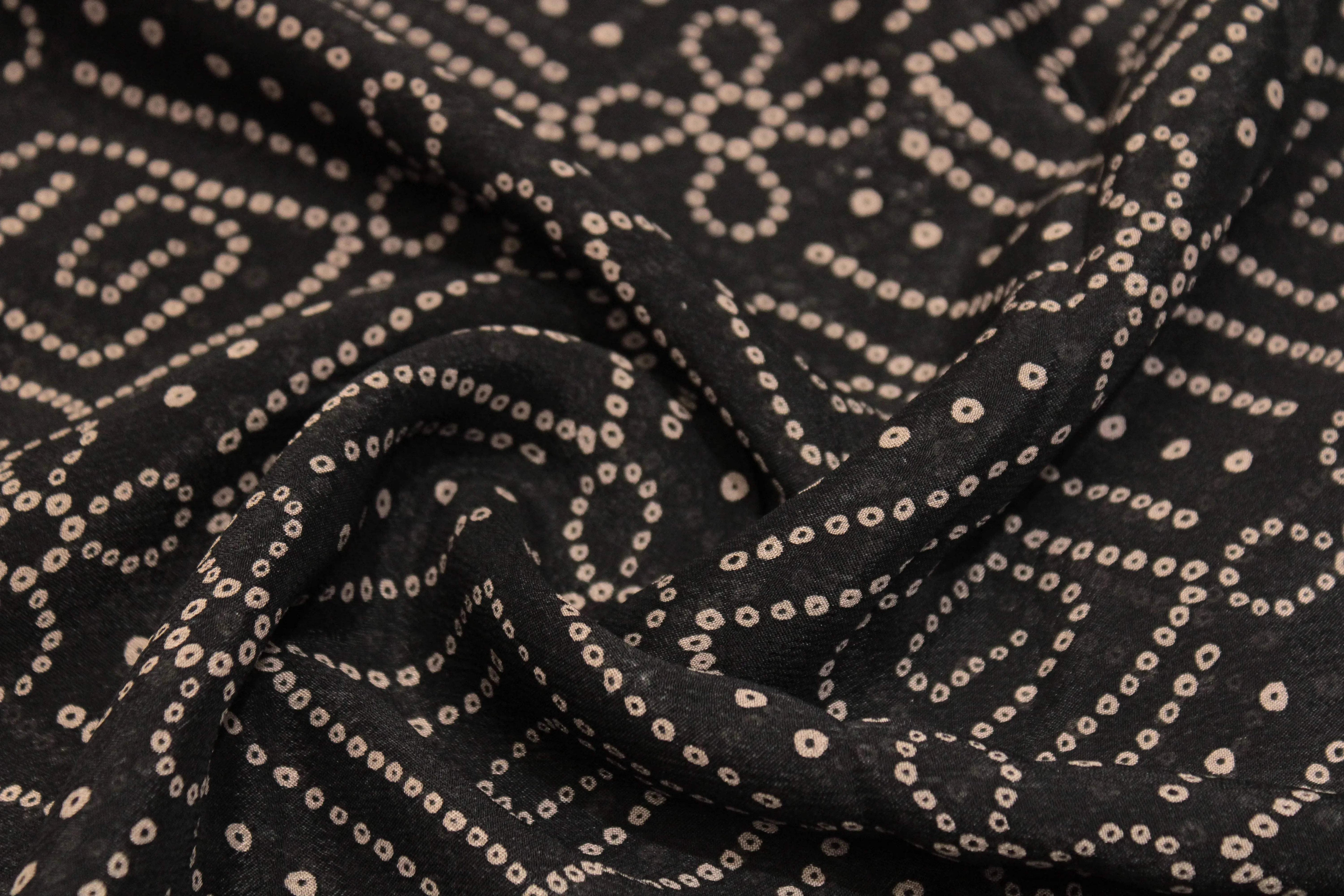 Knots: Pure Chinon Bandhej Fabric - Dark Blue - M'Foks