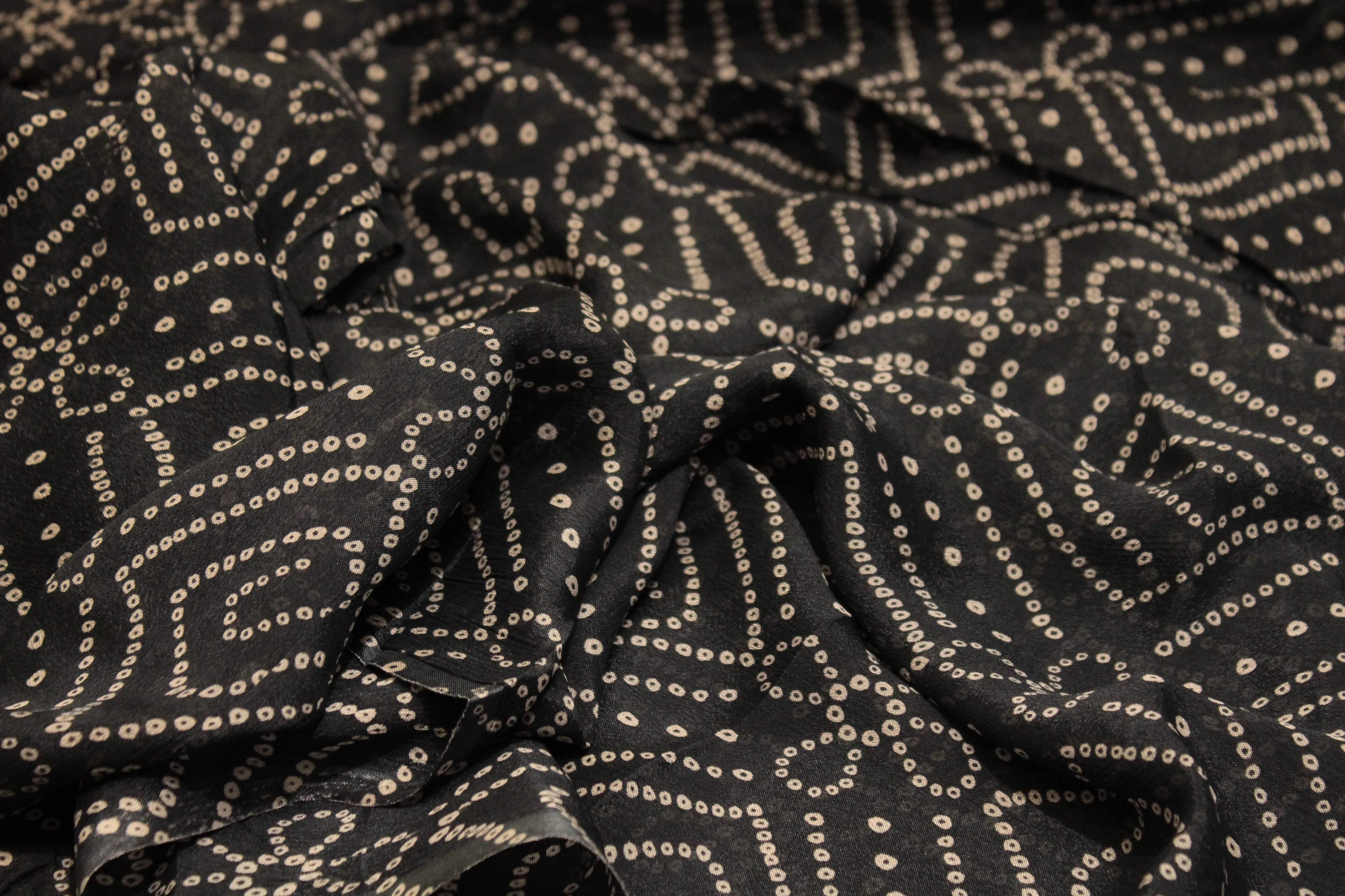 Knots: Pure Chinon Bandhej Fabric - Dark Blue - M'Foks