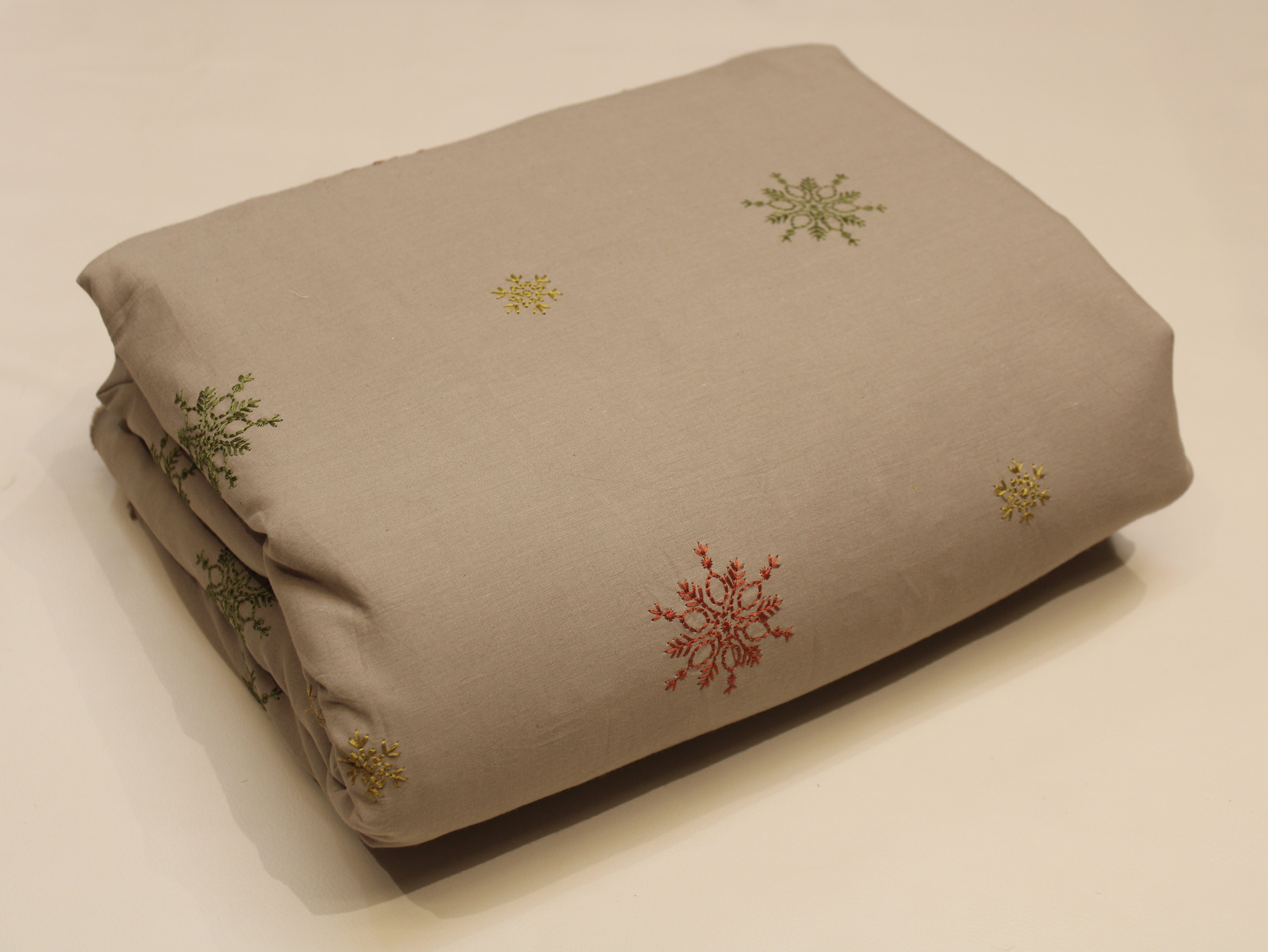 Dabu Cotton Thread Embroidered Fabric - 44 Inches - Beige