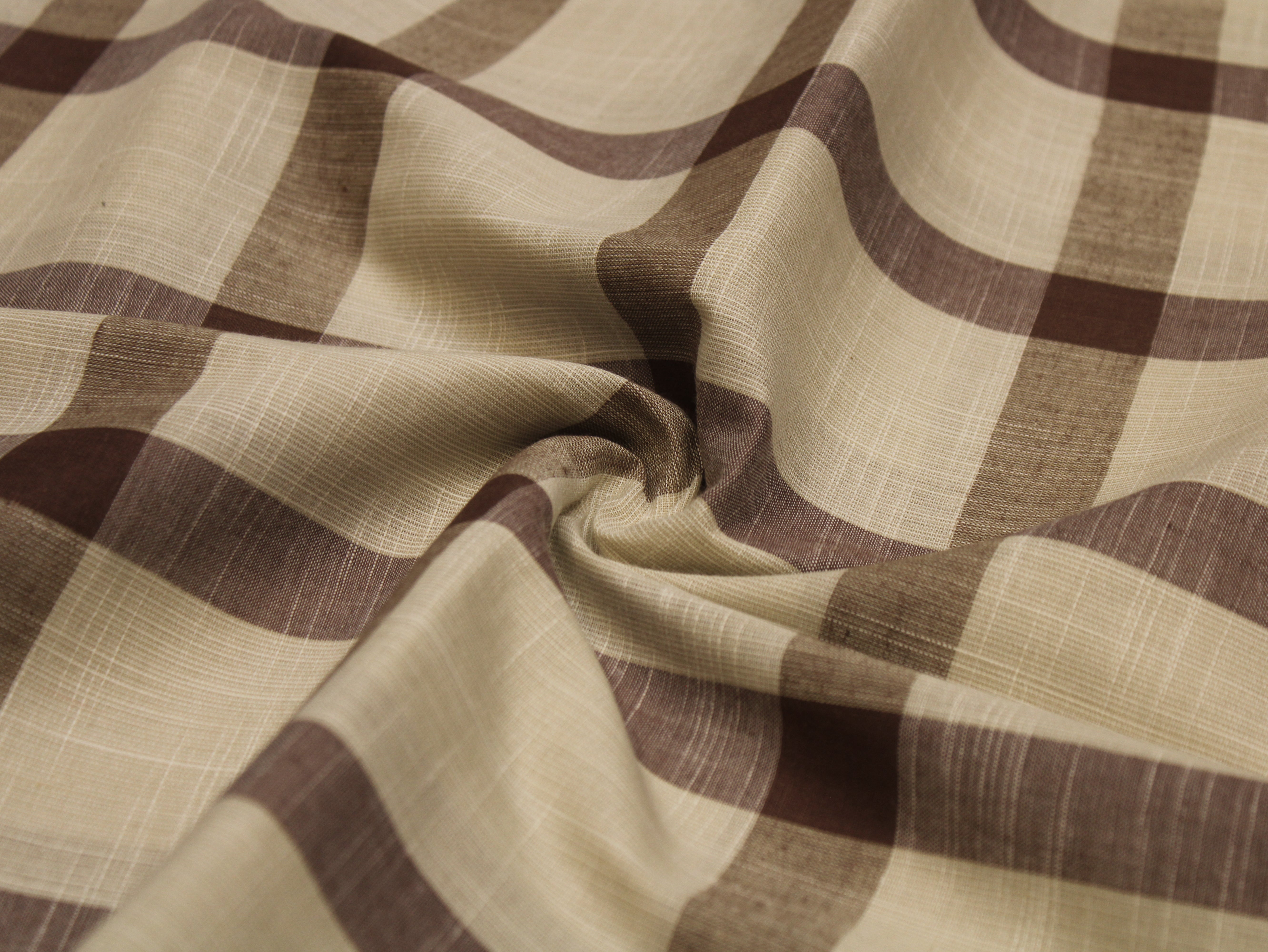 Pure Cotton Handloom Checked Fabric 44 Inch | Mfoks - Brown