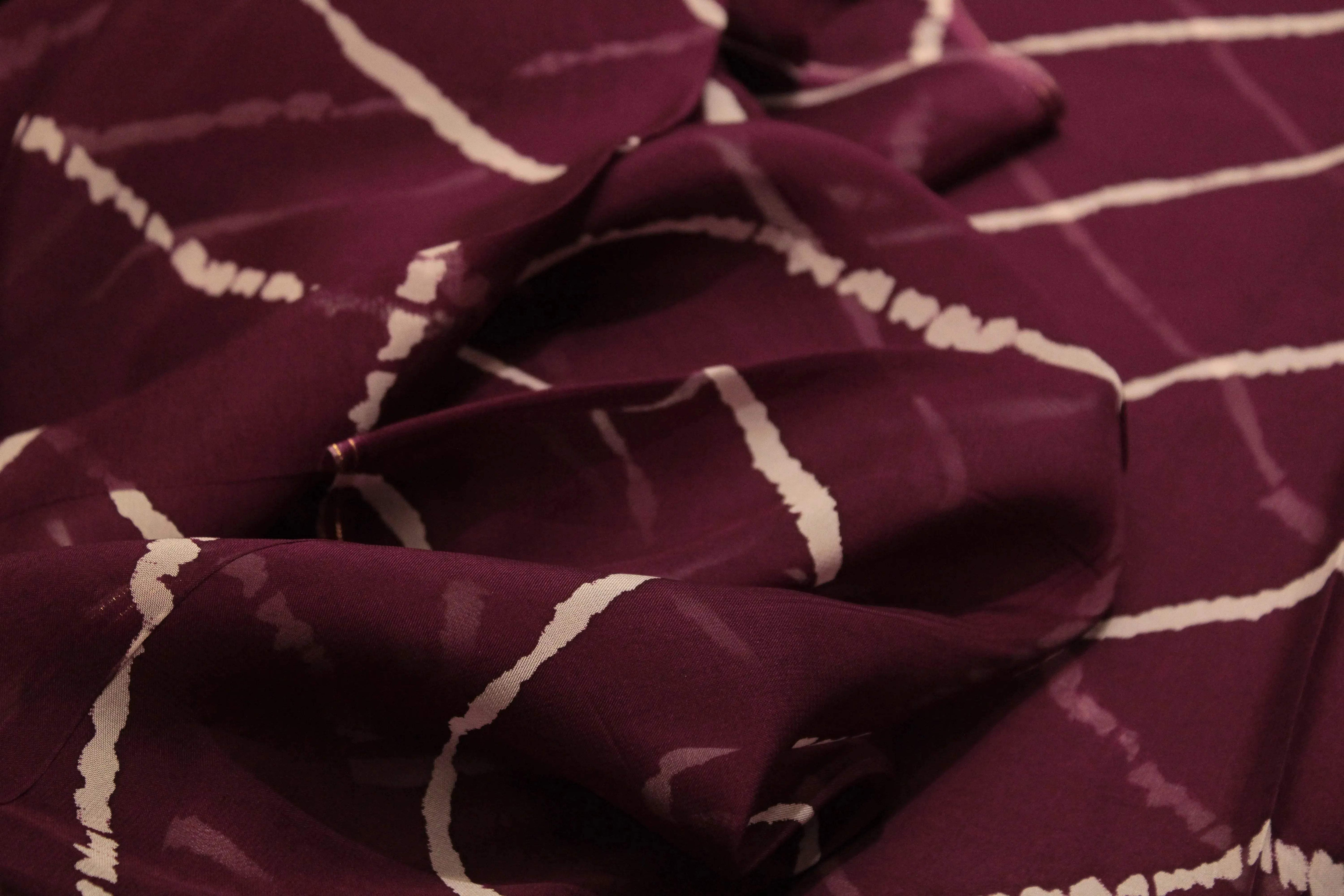Knots: Pure Organza Lehariya Fabric - Wine - M'Foks
