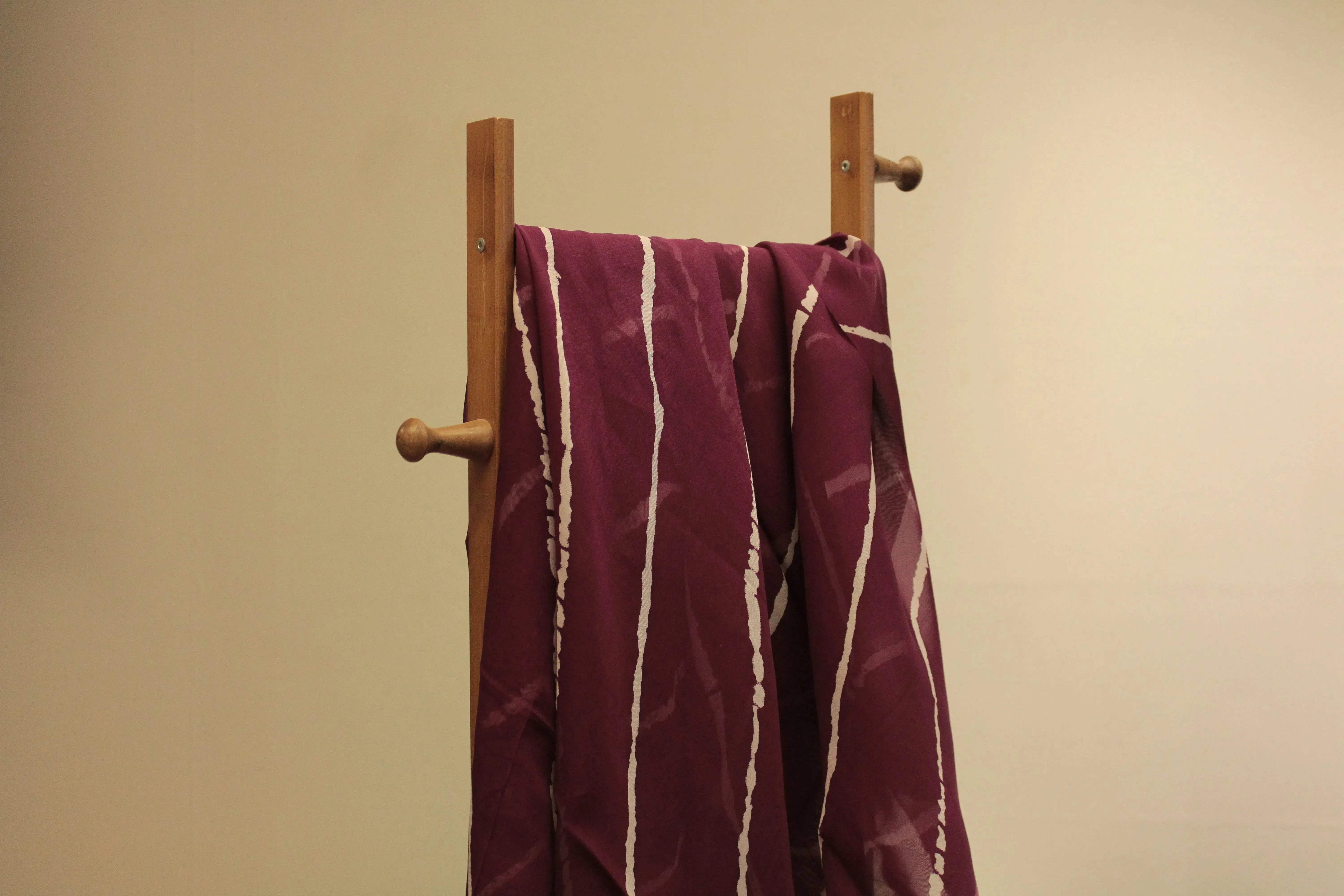 Knots: Pure Organza Lehariya Fabric - Wine - M'Foks