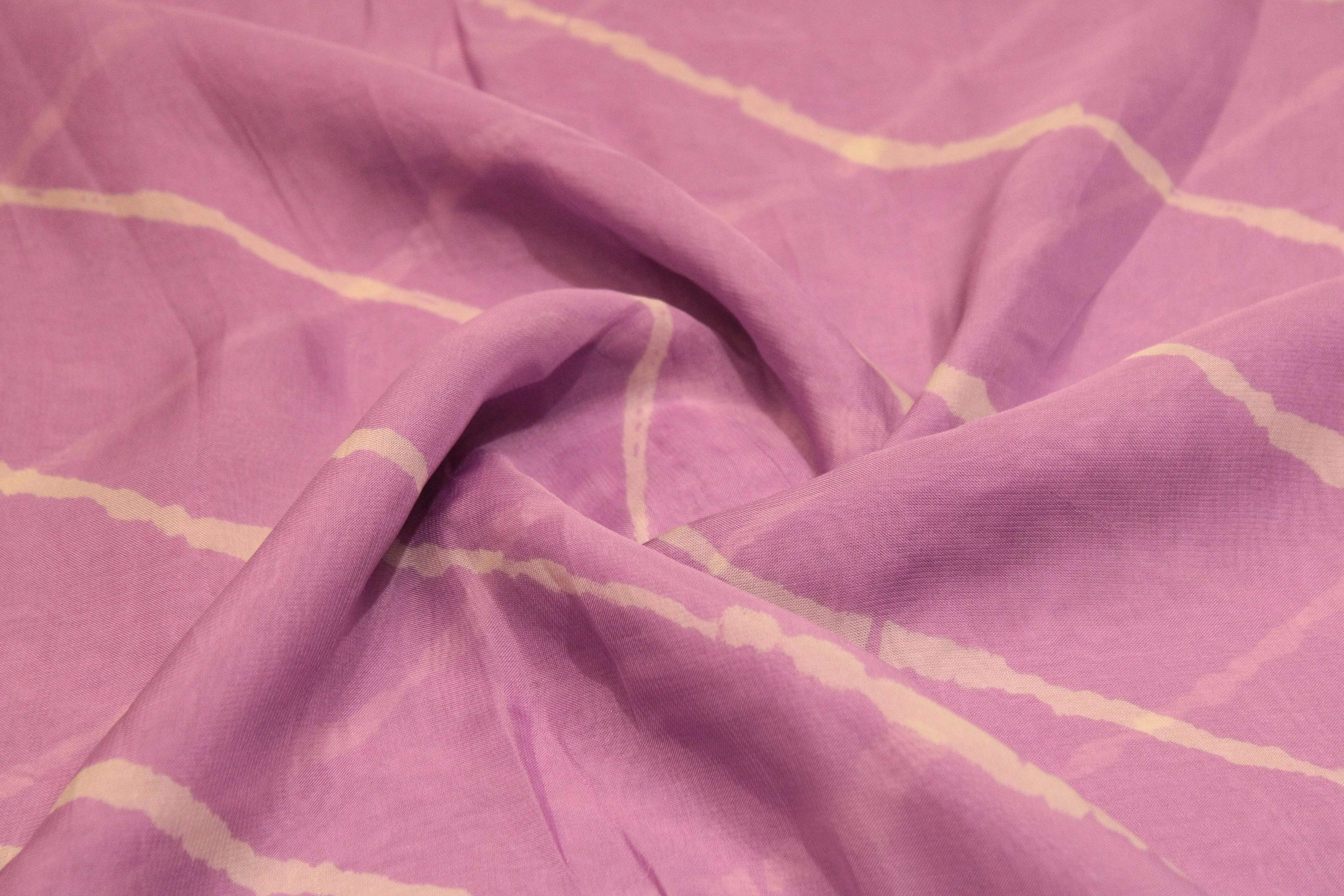 Knots: Pure Organza Lehariya Fabric - Lavender - M'Foks