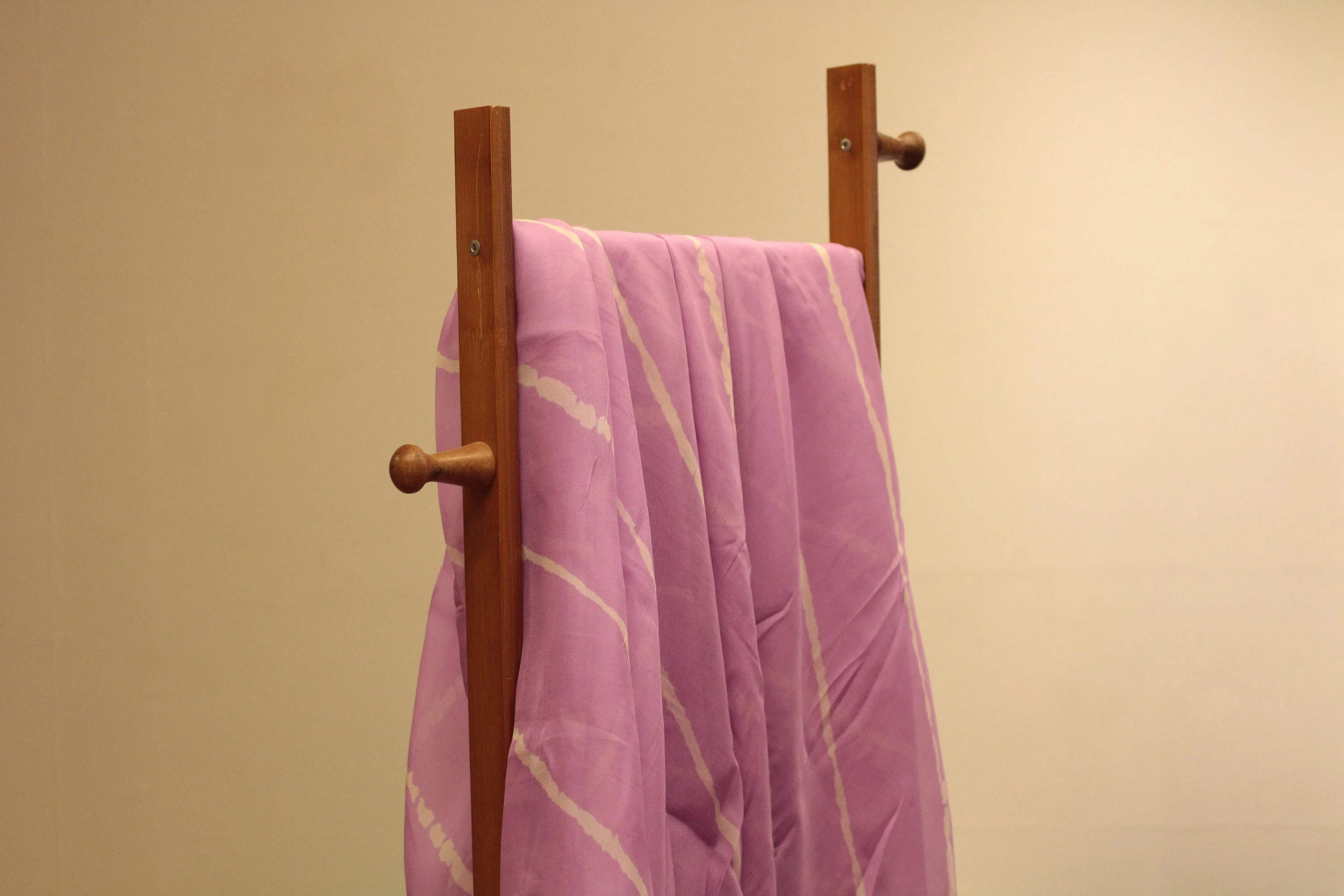 Knots: Pure Organza Lehariya Fabric - Lavender - M'Foks