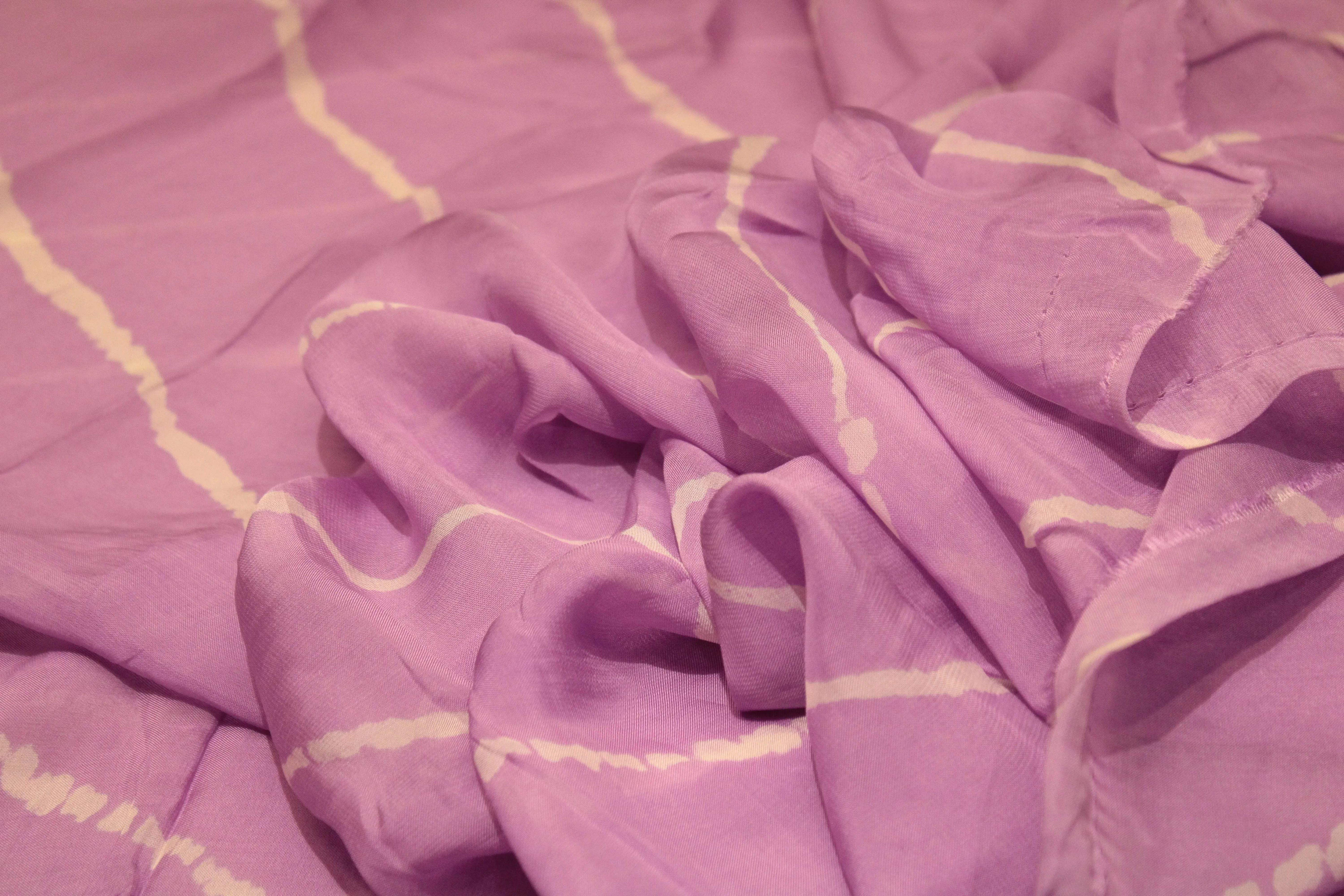 Knots: Pure Organza Lehariya Fabric - Lavender - M'Foks