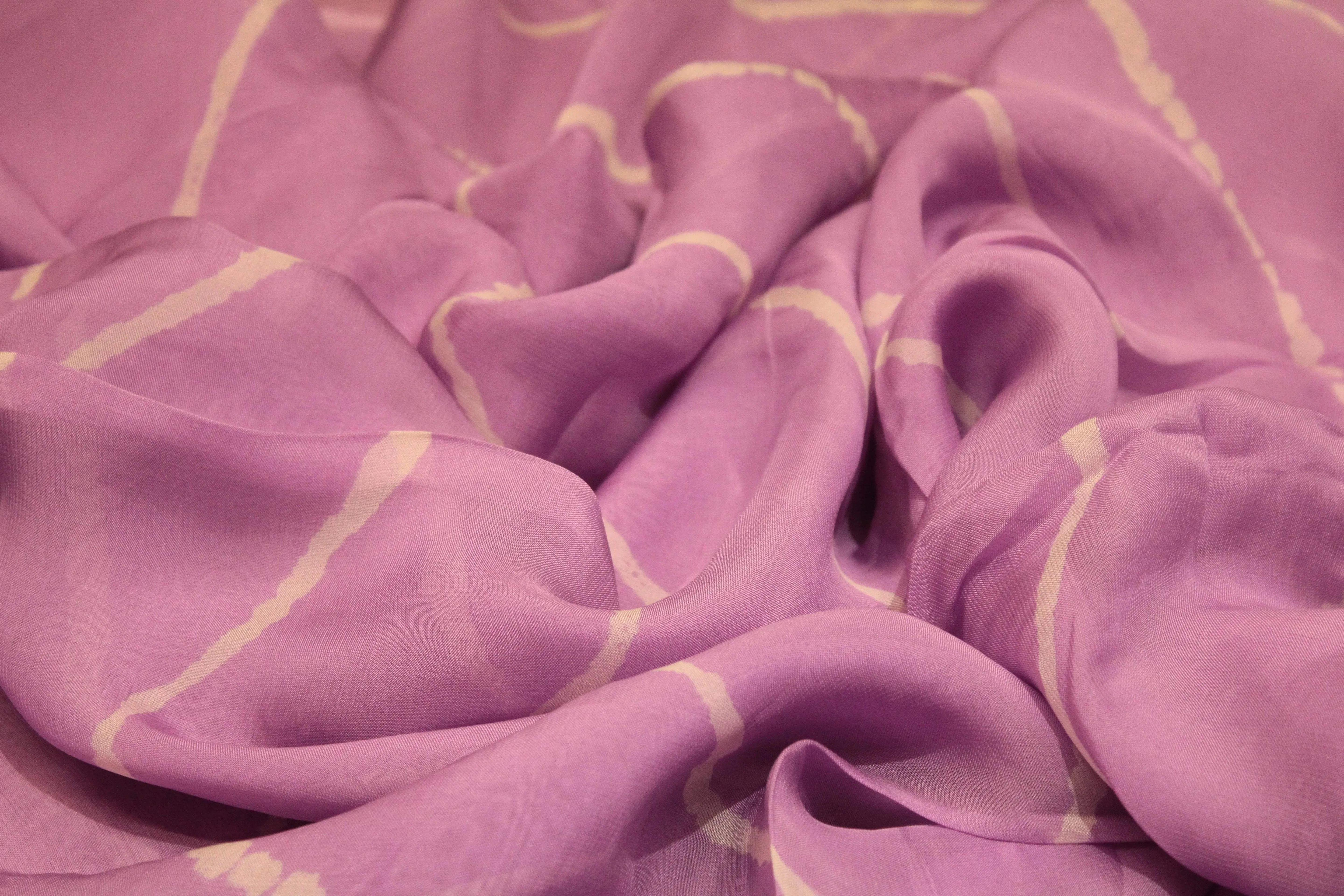 Knots: Pure Organza Lehariya Fabric - Lavender - M'Foks
