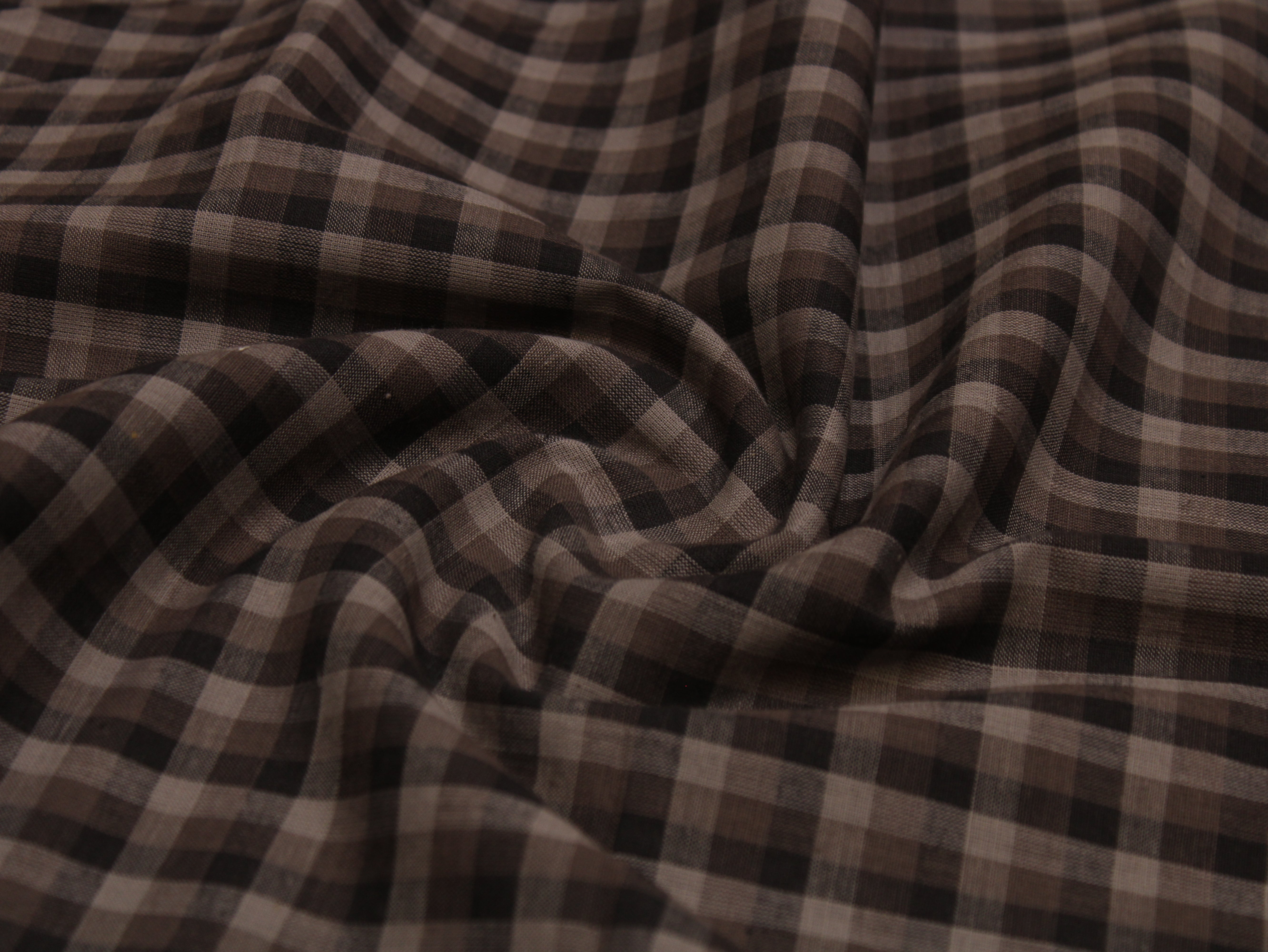 Pure Cotton Handloom Checked Fabric 44 Inch | Mfoks - Dark Brown