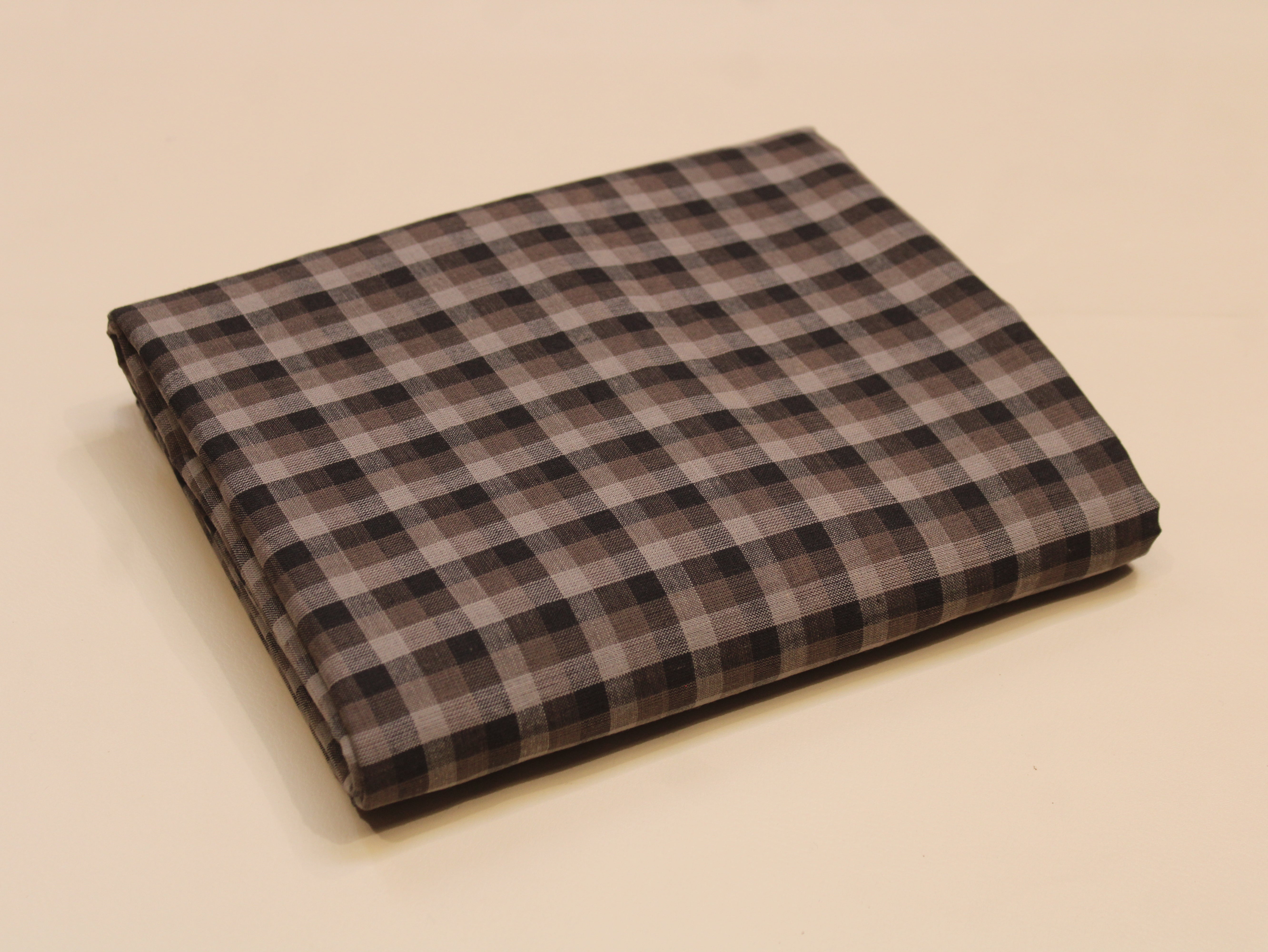 Pure Cotton Handloom Checked Fabric 44 Inch | Mfoks - Dark Brown