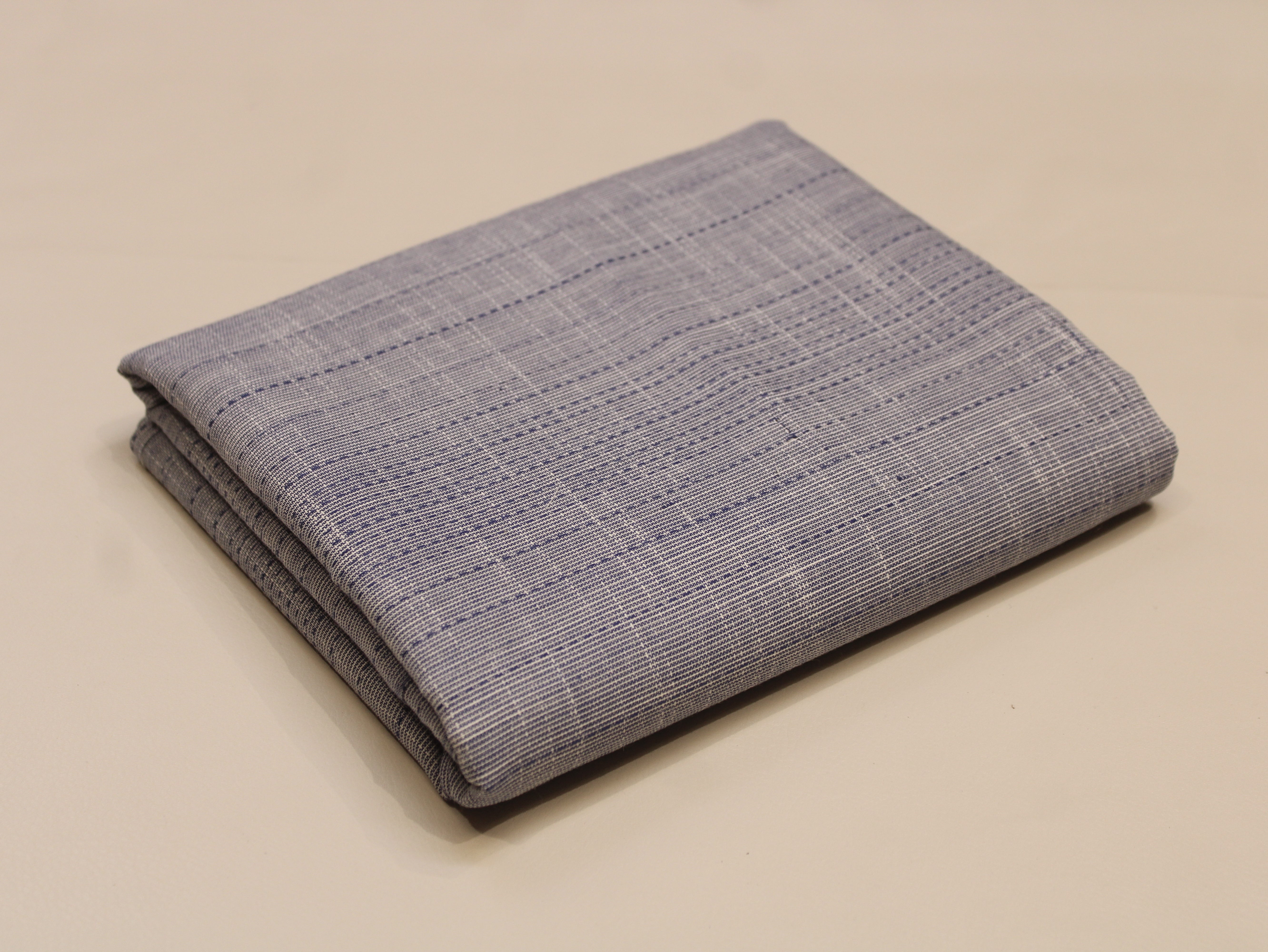 Pure Cotton Handloom Woven Fabric - 44 Inches - Light Blue