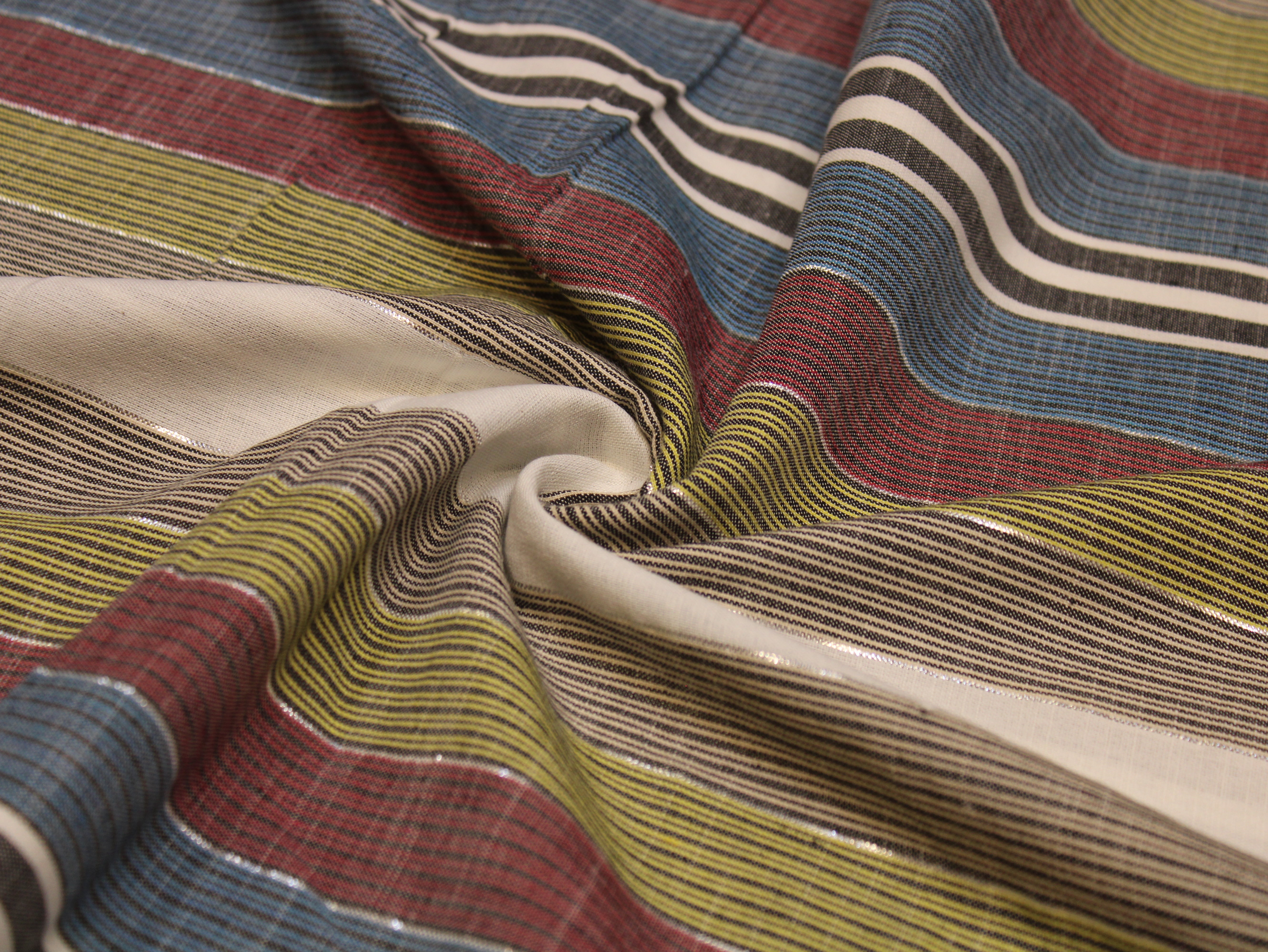 Multicolour Handloom Woven Fabric with Lurex - 40 Inches
