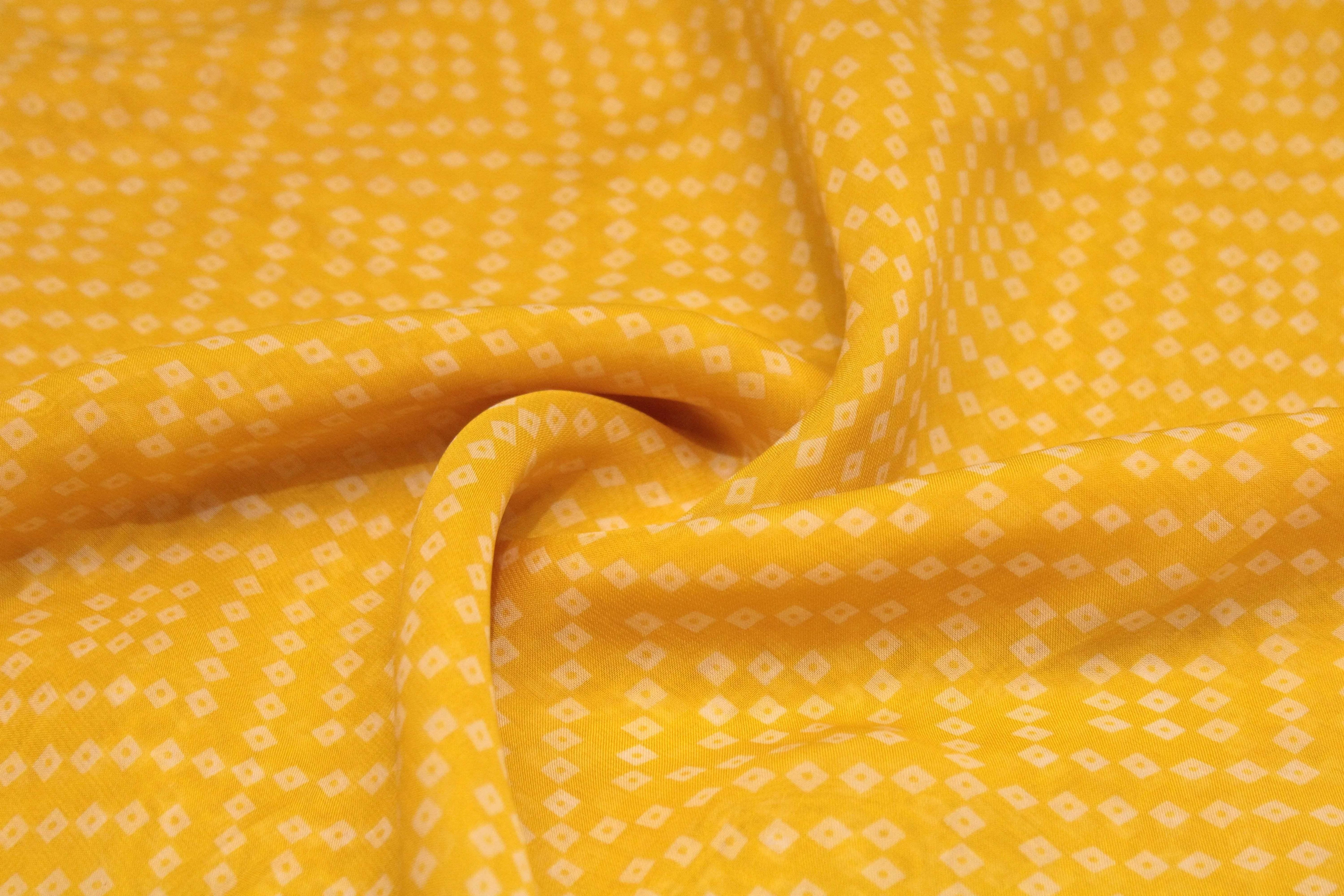 Knots: Pure Organza Bandhej Fabric - Yellow - M'Foks