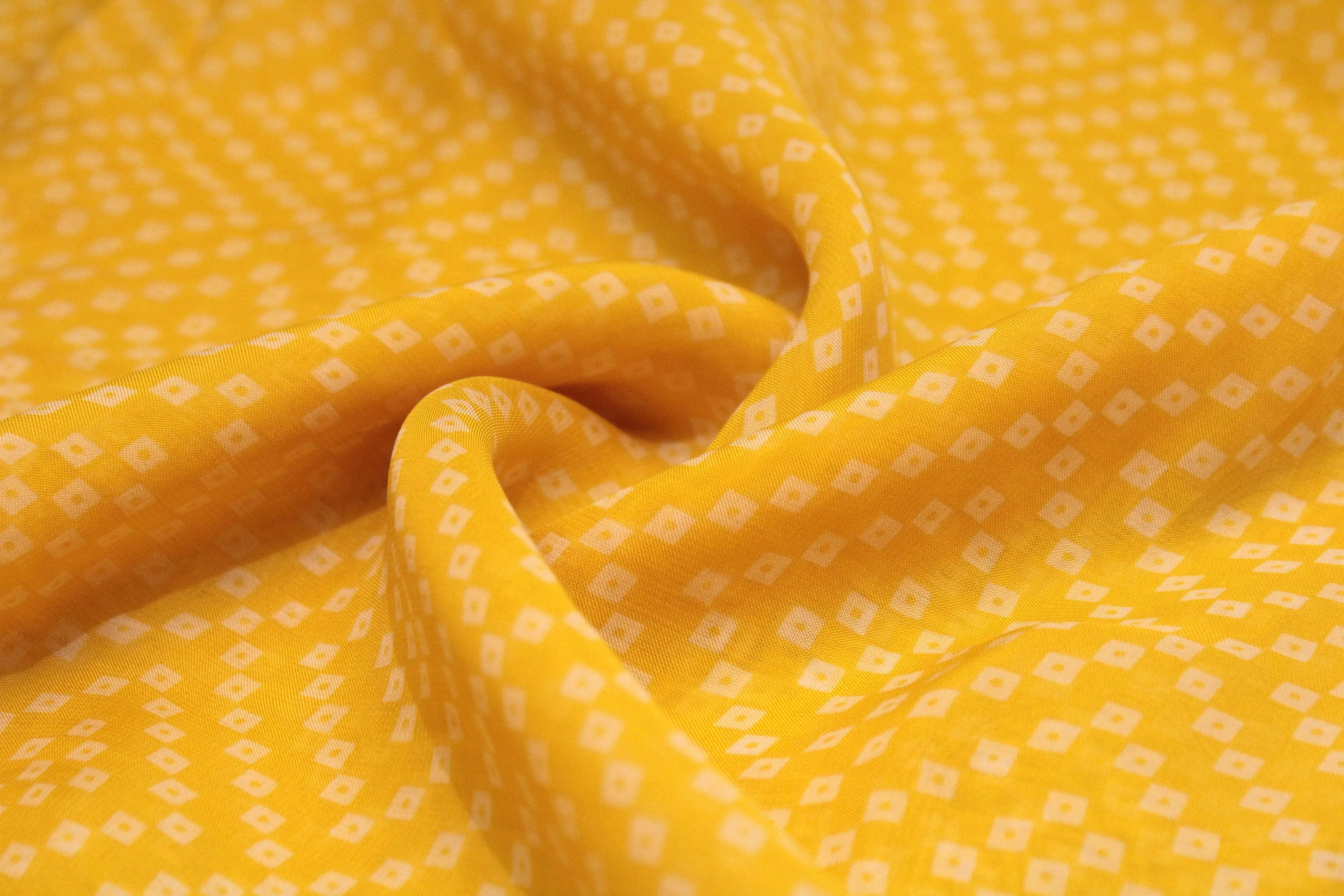 Knots: Pure Organza Bandhej Fabric - Yellow - M'Foks