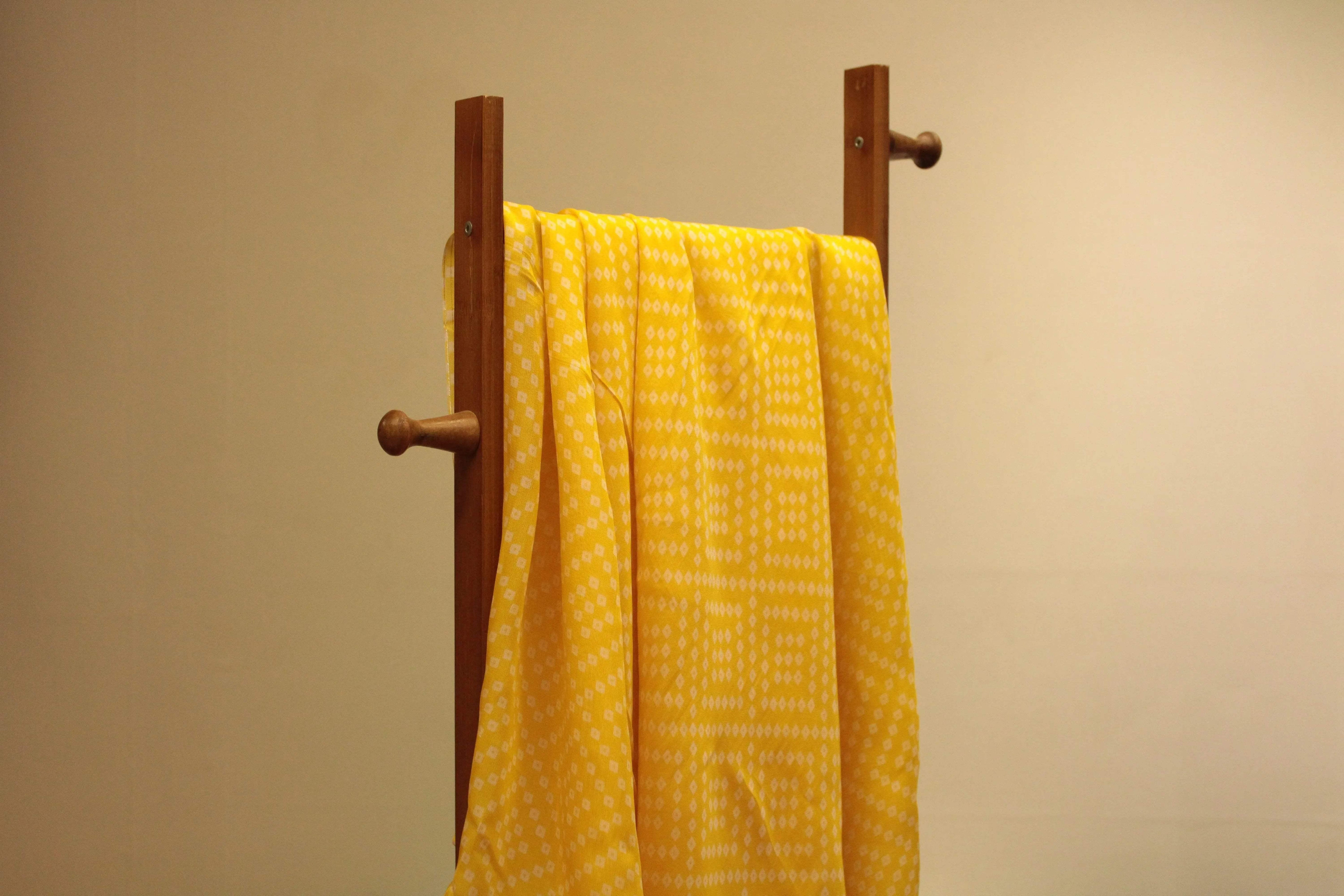 Knots: Pure Organza Bandhej Fabric - Yellow - M'Foks