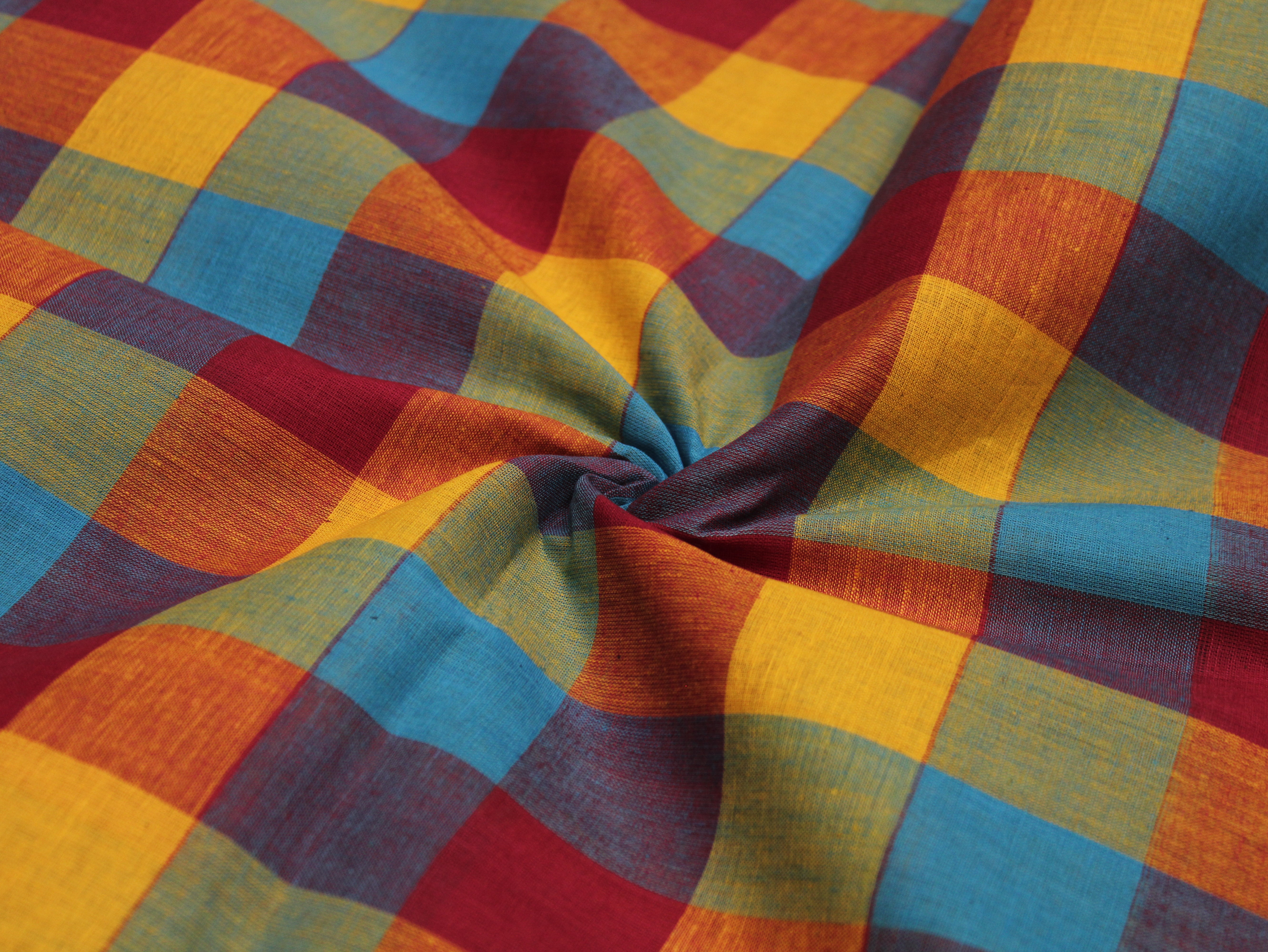 Pure Cotton Handloom Multi Checked Fabric 44 Inch | Mfoks