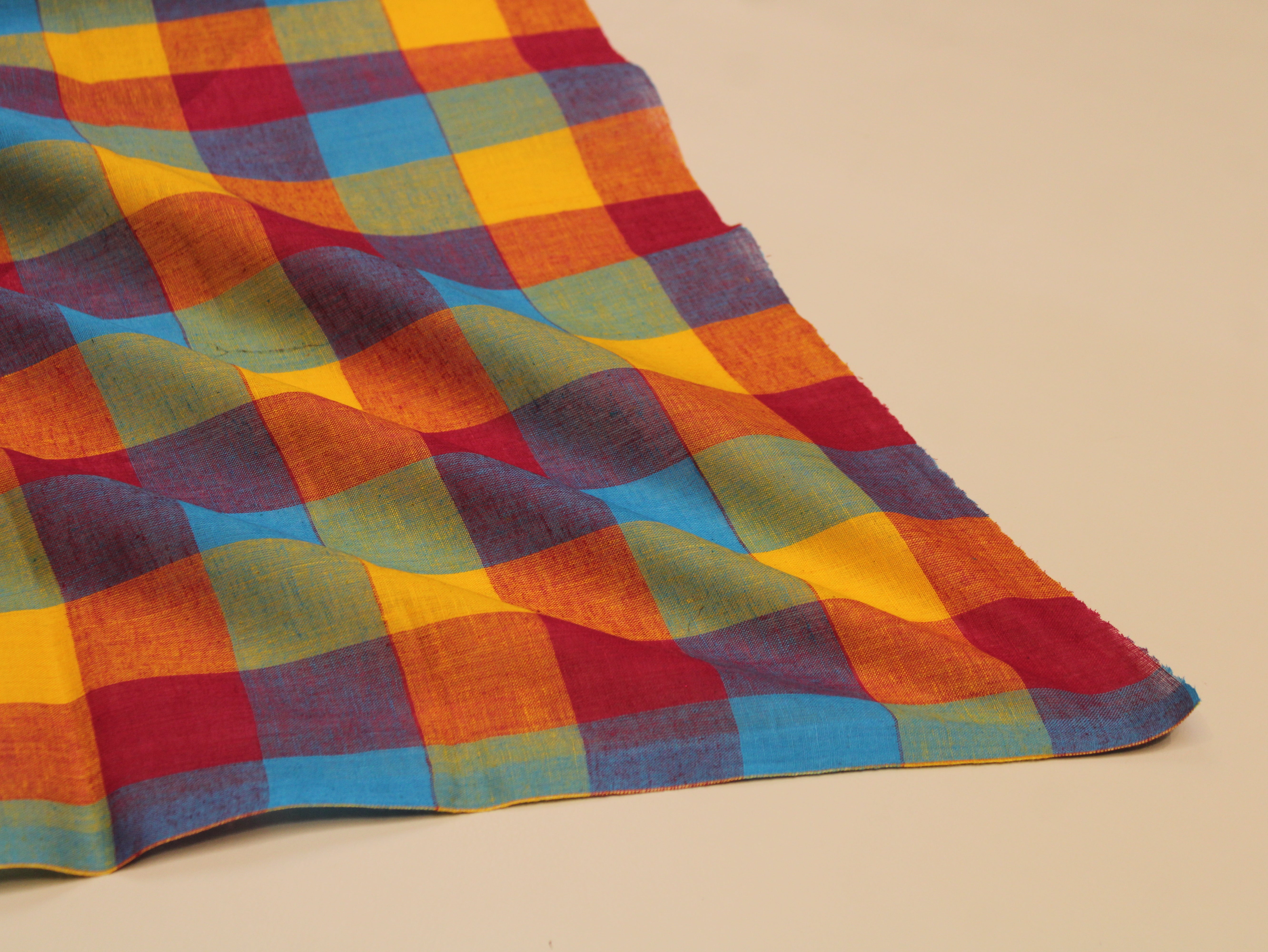 Pure Cotton Handloom Multi Checked Fabric 44 Inch | Mfoks