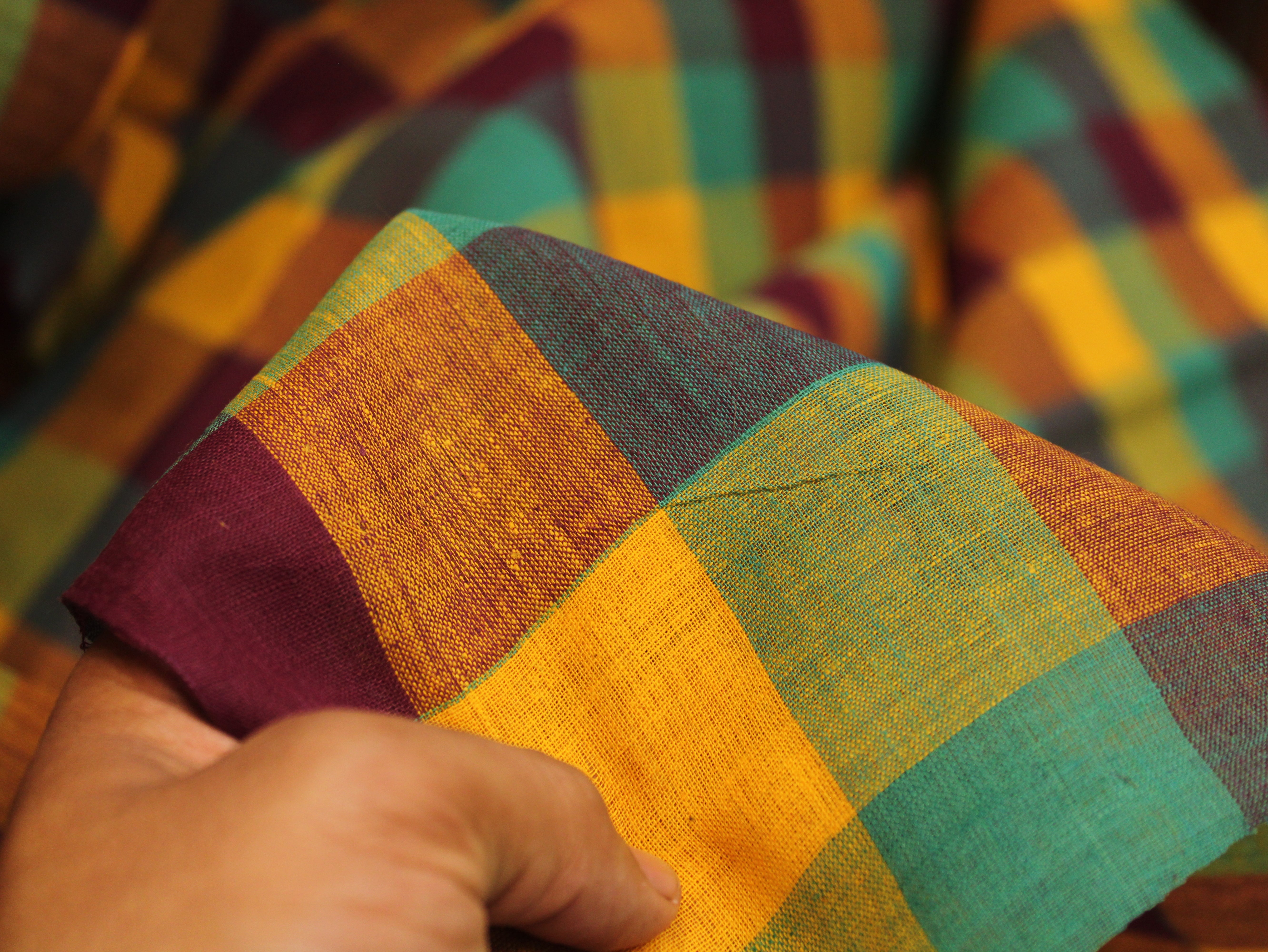 Pure Cotton Handloom Multi Checked Fabric 44 Inch | Mfoks