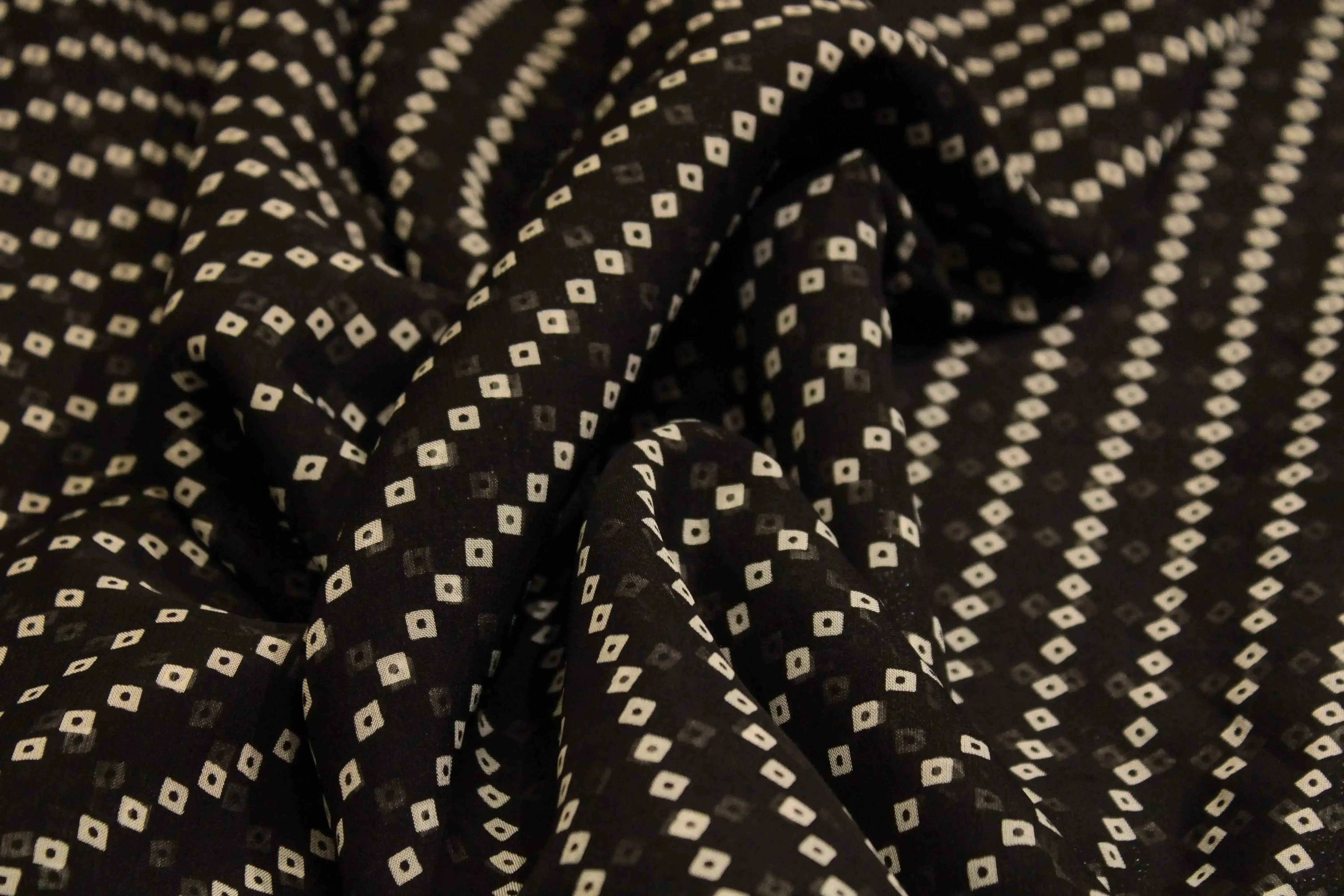 Knots: Pure Organza Bandhej Fabric - Black