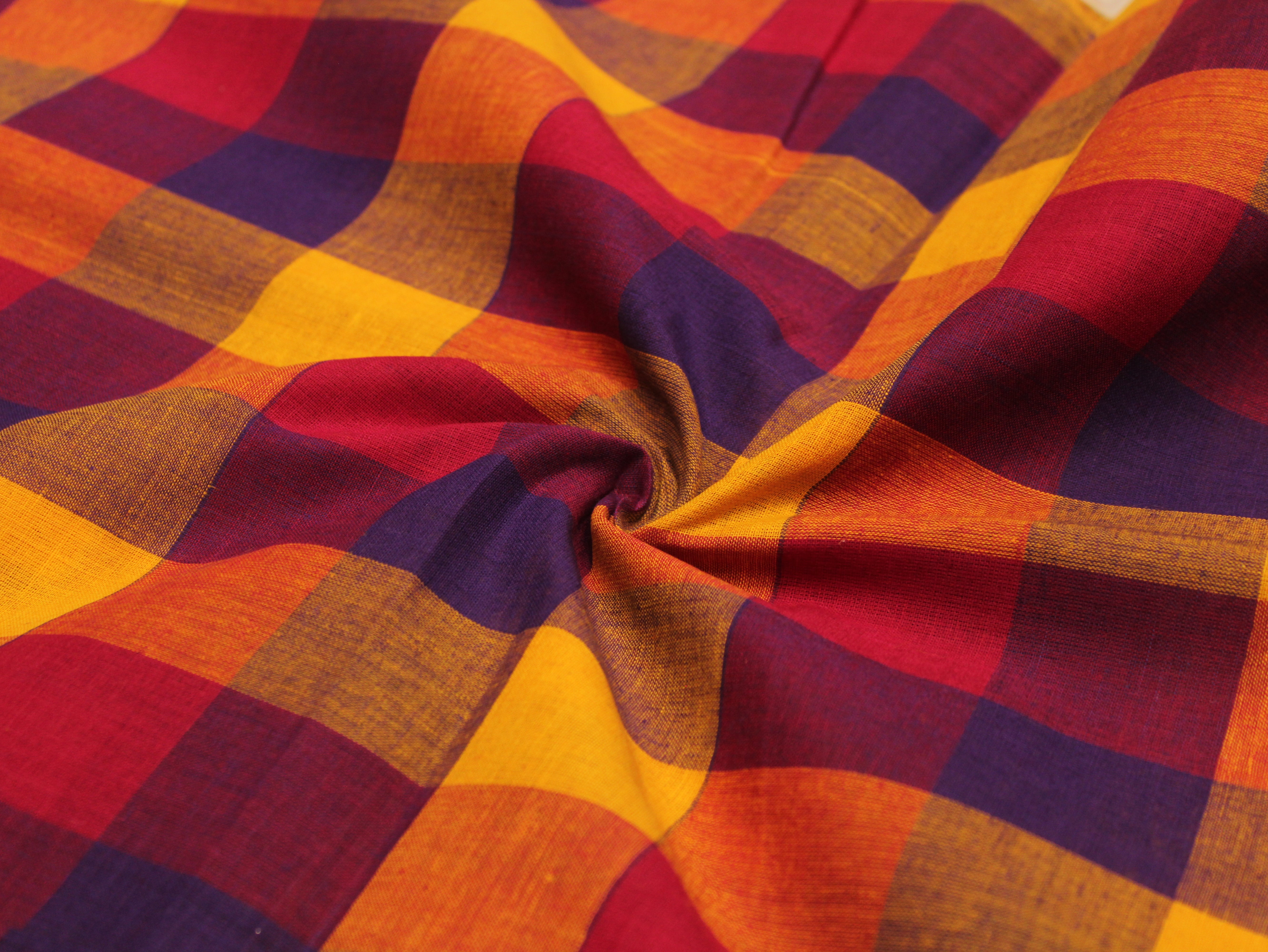 Pure Cotton Handloom Multi Checked Fabric 44 Inch | Mfoks
