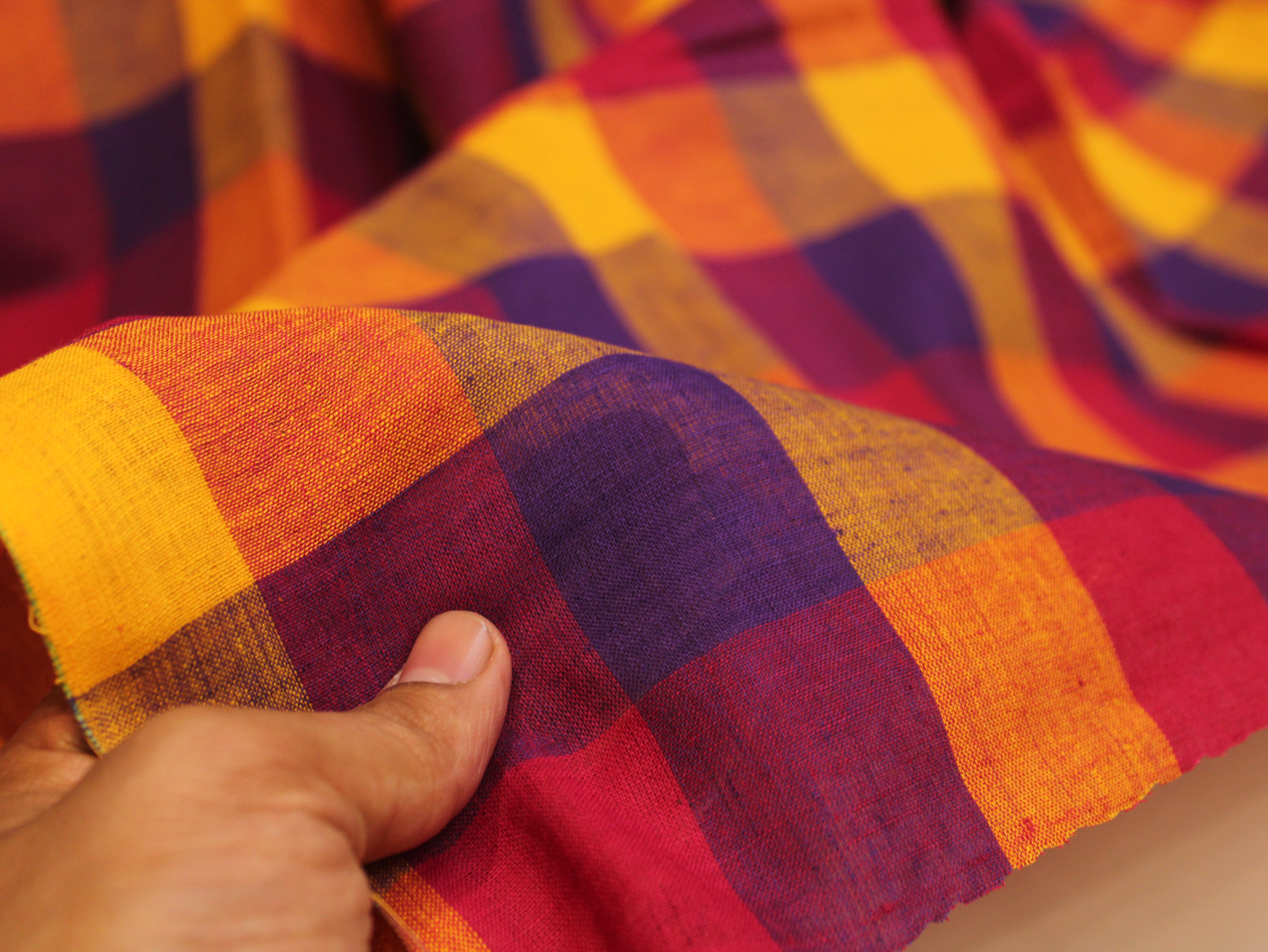 Pure Cotton Handloom Multi Checked Fabric 44 Inch | Mfoks
