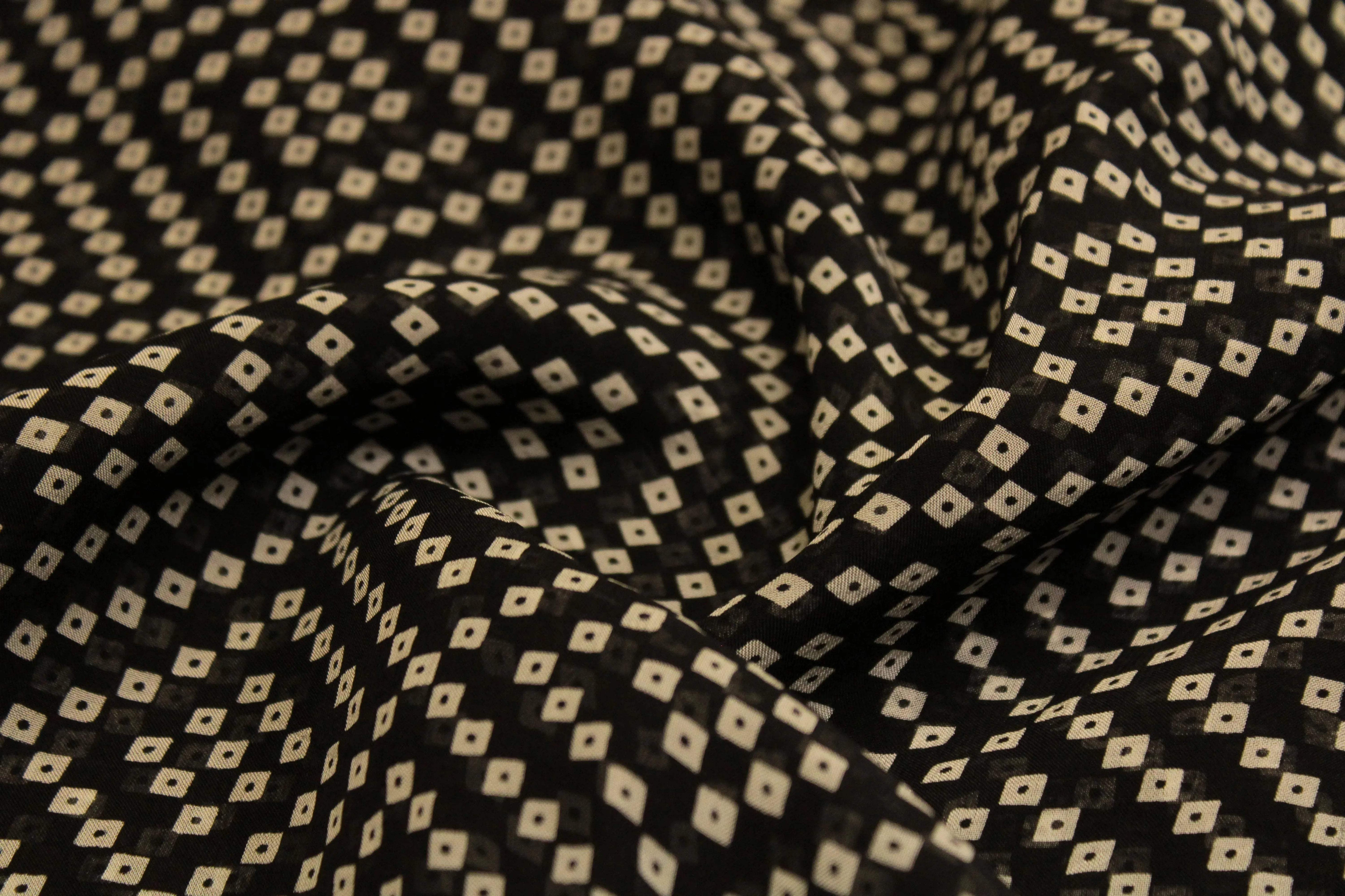 Knots: Pure Organza Bandhej Fabric - Black - M'Foks
