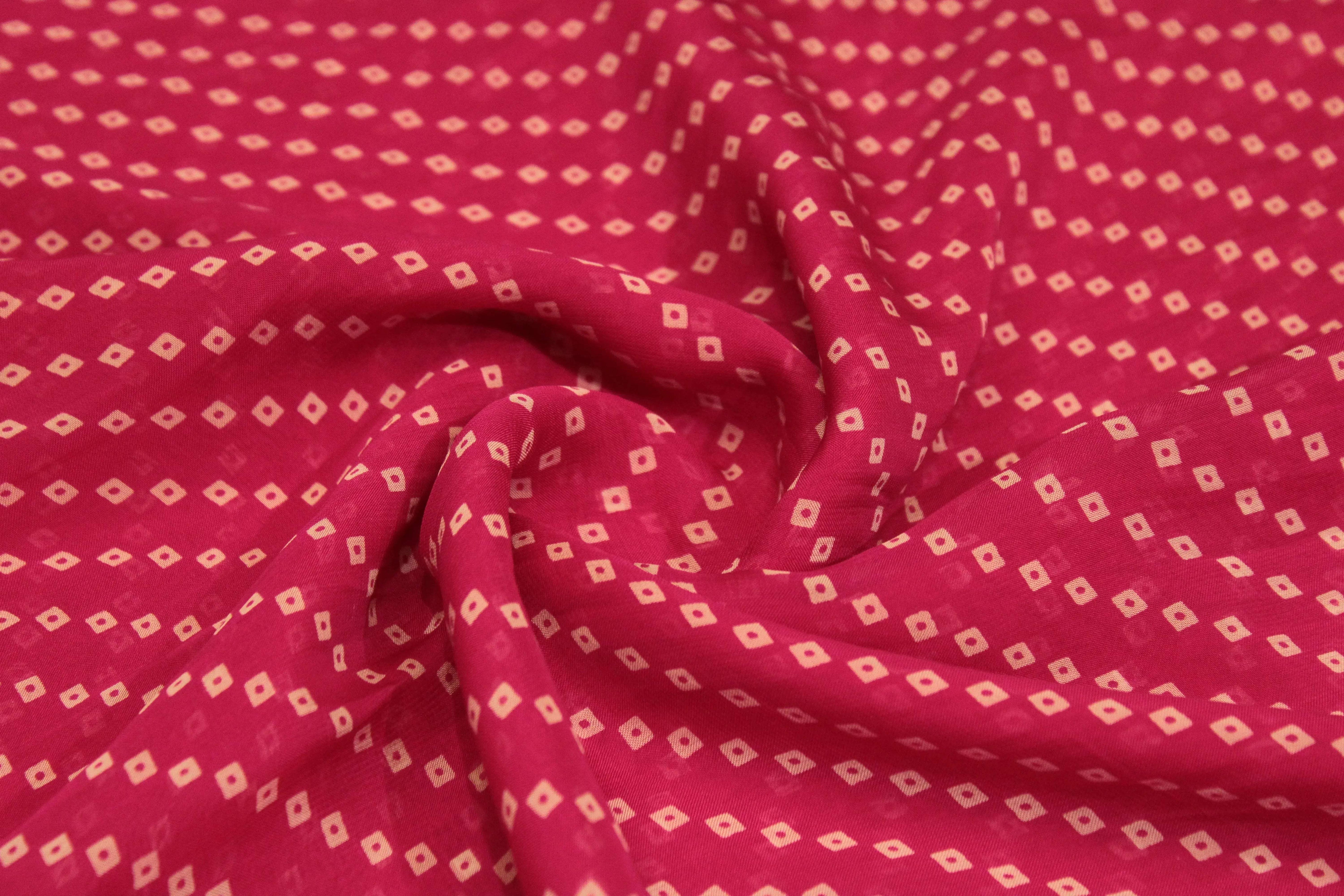 Knots: Pure Organza Bandhej Fabric - Rani - M'Foks