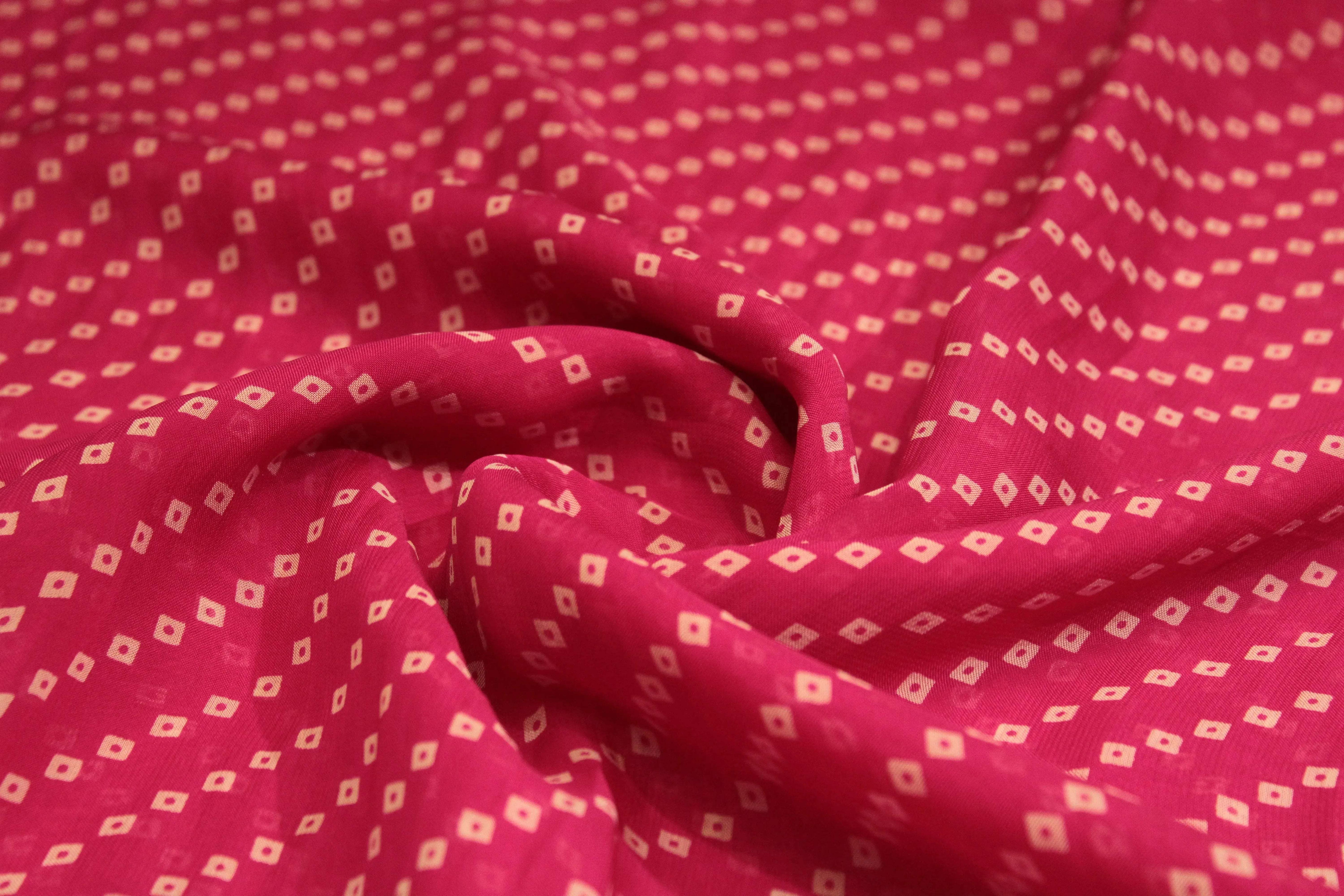 Knots: Pure Organza Bandhej Fabric - Rani - M'Foks