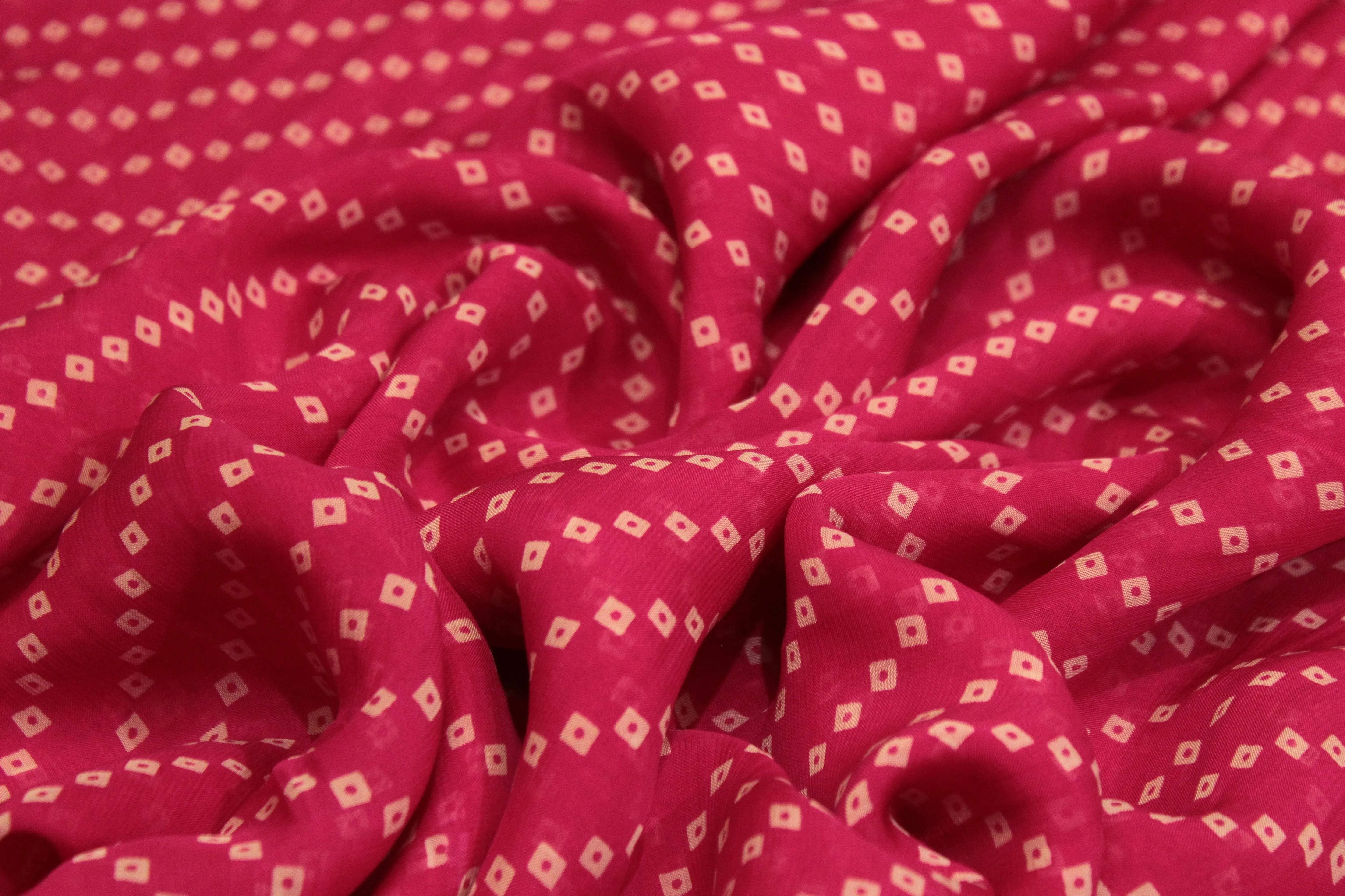 Knots: Pure Organza Bandhej Fabric - Rani - M'Foks
