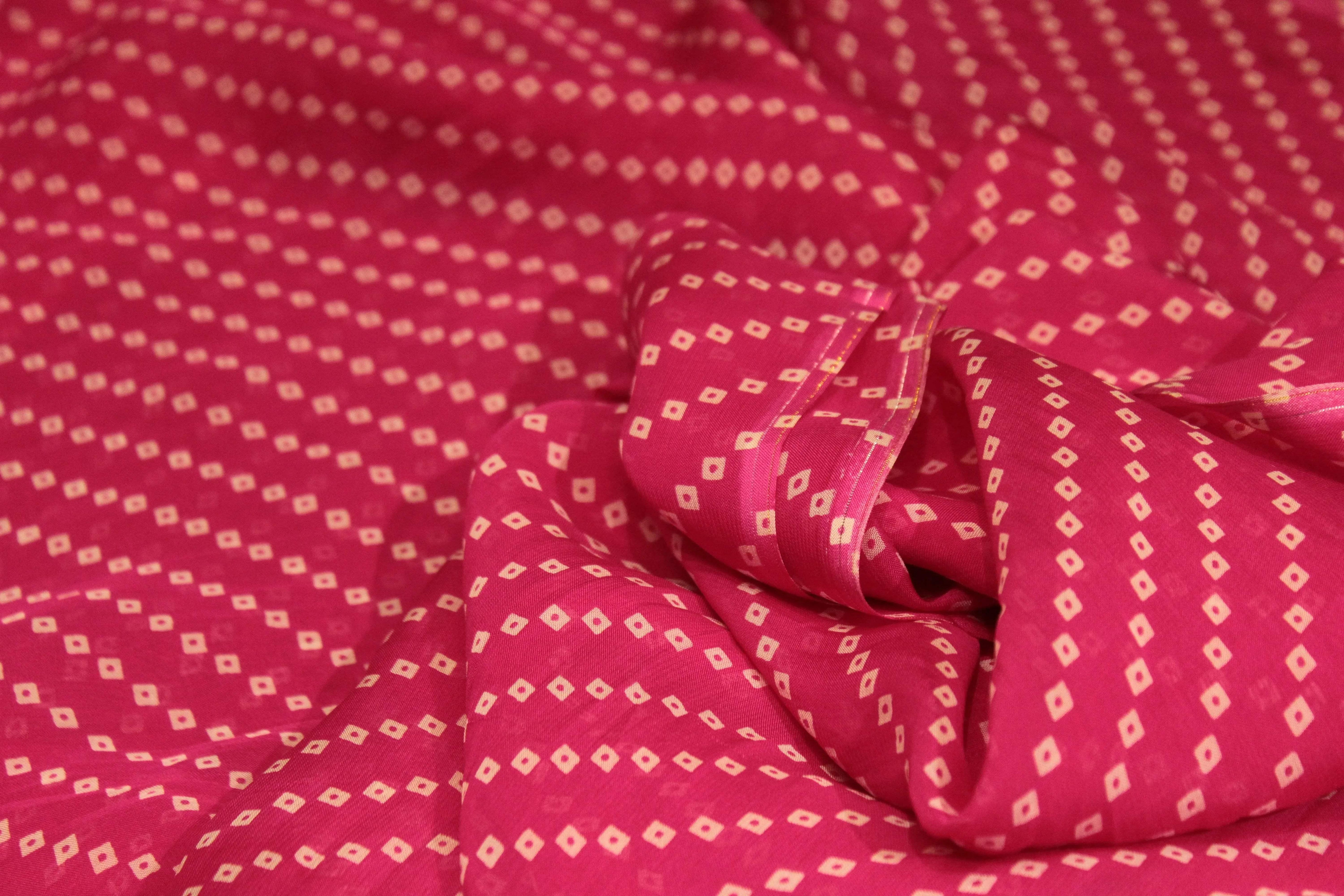 Knots: Pure Organza Bandhej Fabric - Rani - M'Foks
