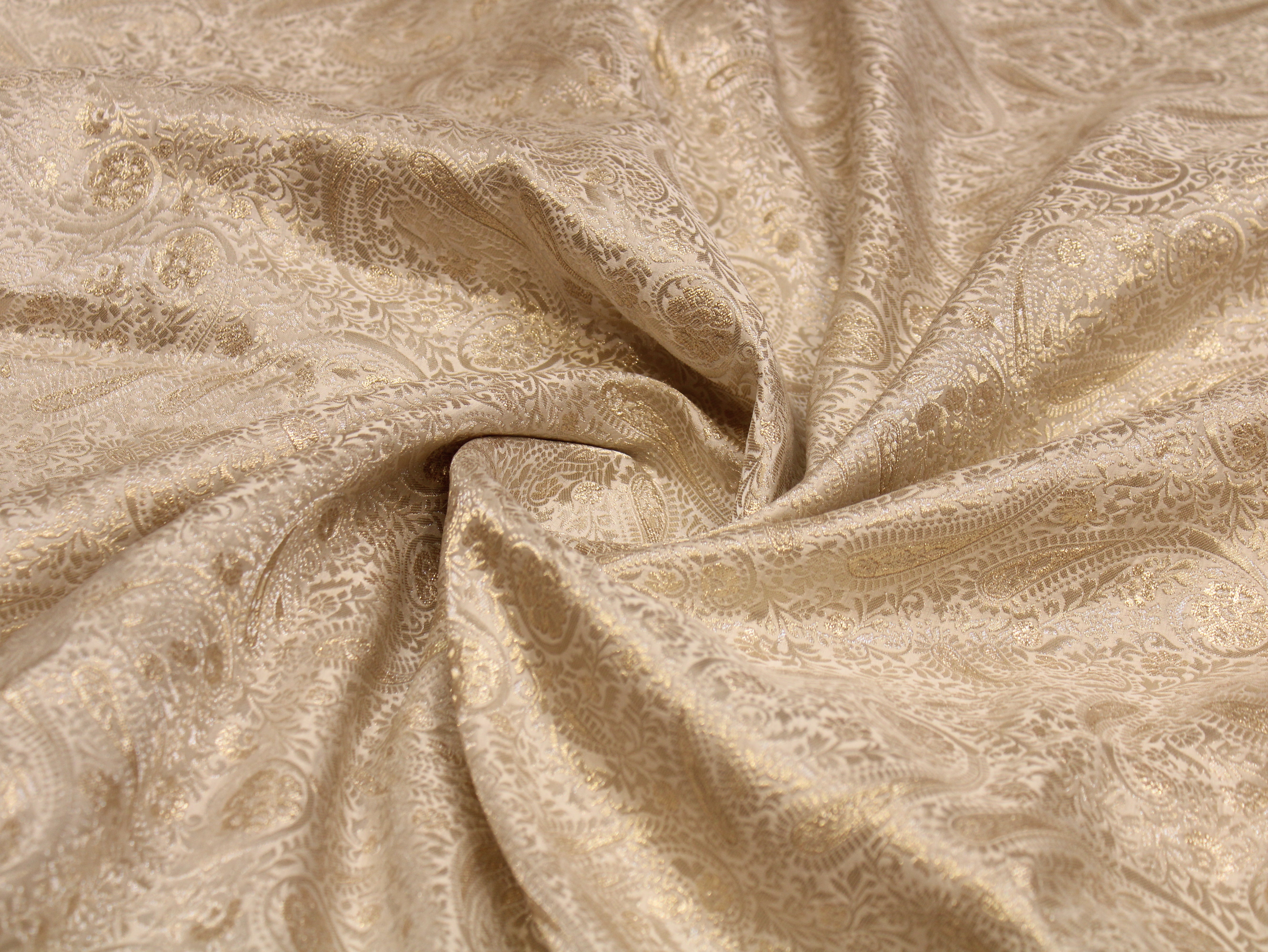 Premium Banarsi Brocade Fabric - Rose Gold - 44 Inches