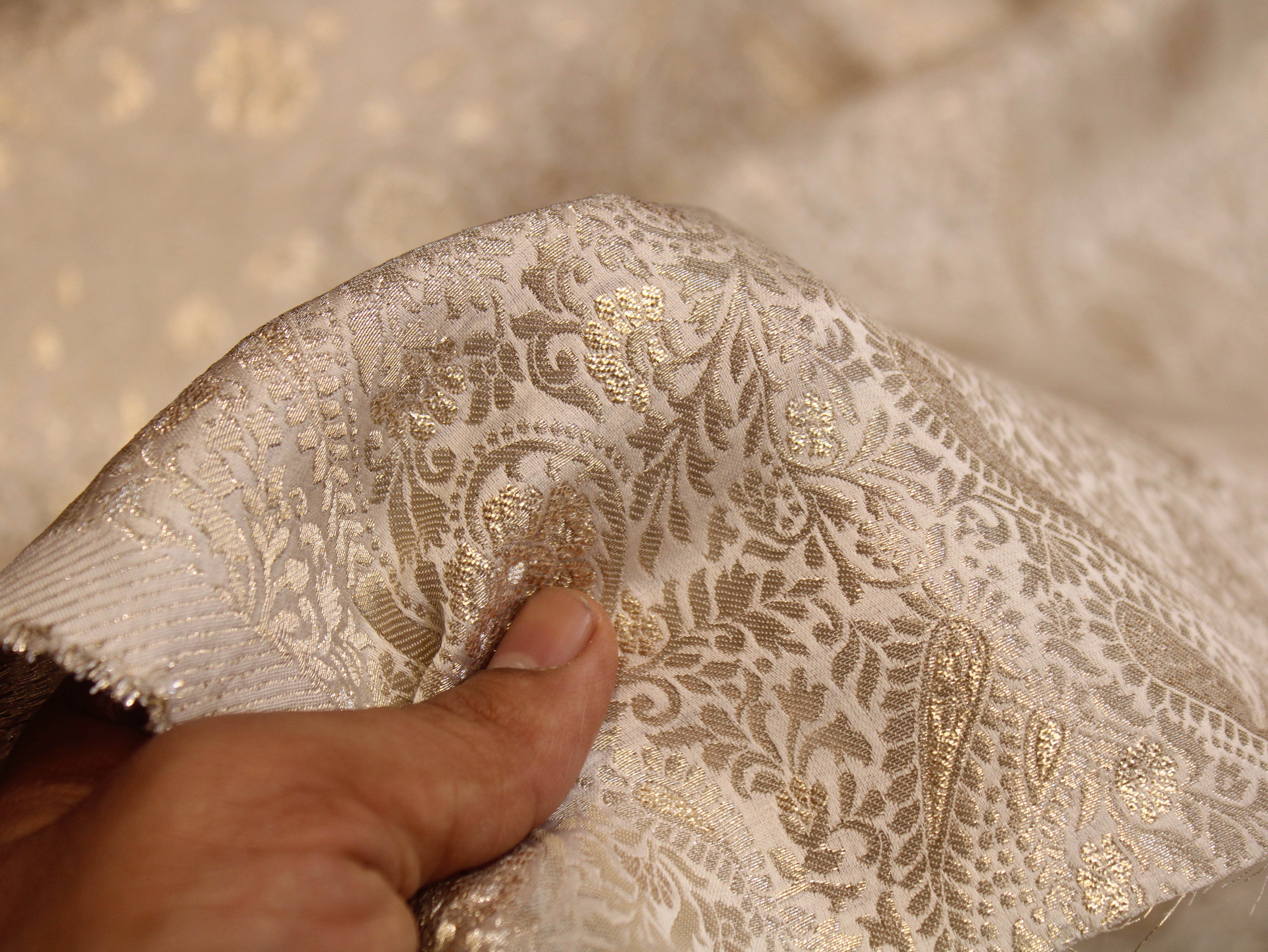 Premium Banarsi Brocade Fabric - Rose Gold - 44 Inches