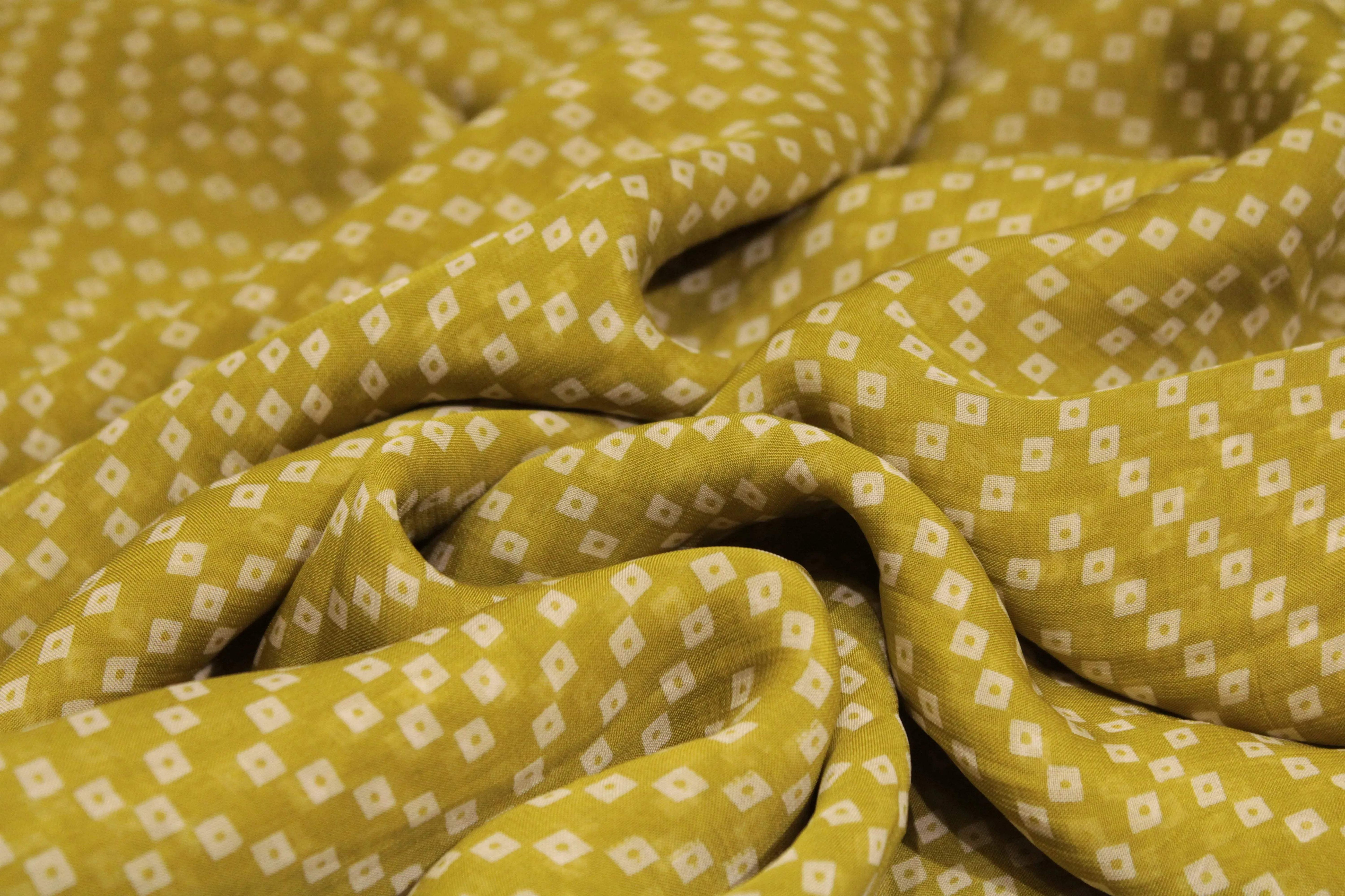Knots: Pure Organza Bandhej Fabric - Mehandi - M'Foks