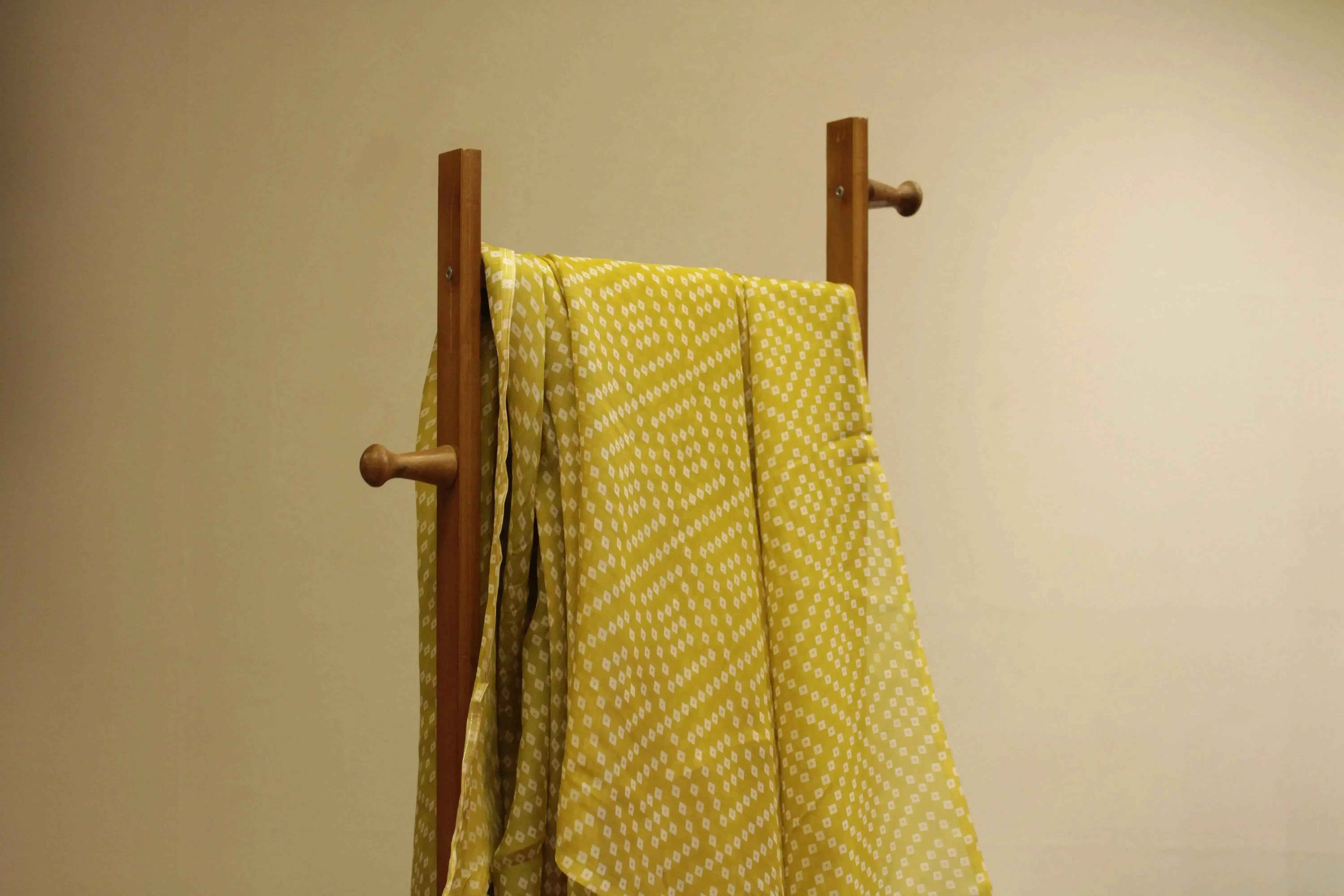 Knots: Pure Organza Bandhej Fabric - Mehandi