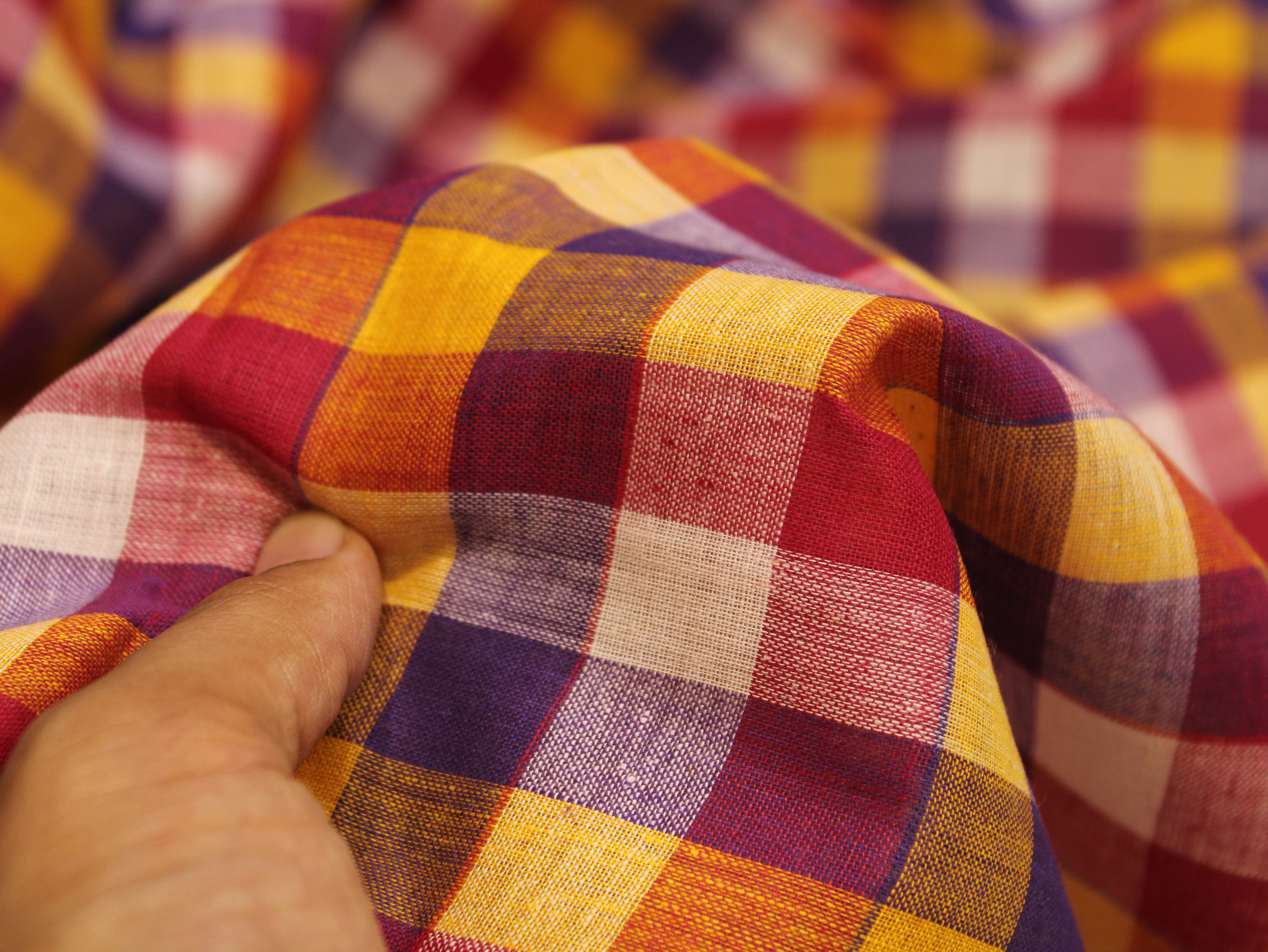 Pure Cotton Handloom Multi Checked Fabric 44 Inch | Mfoks